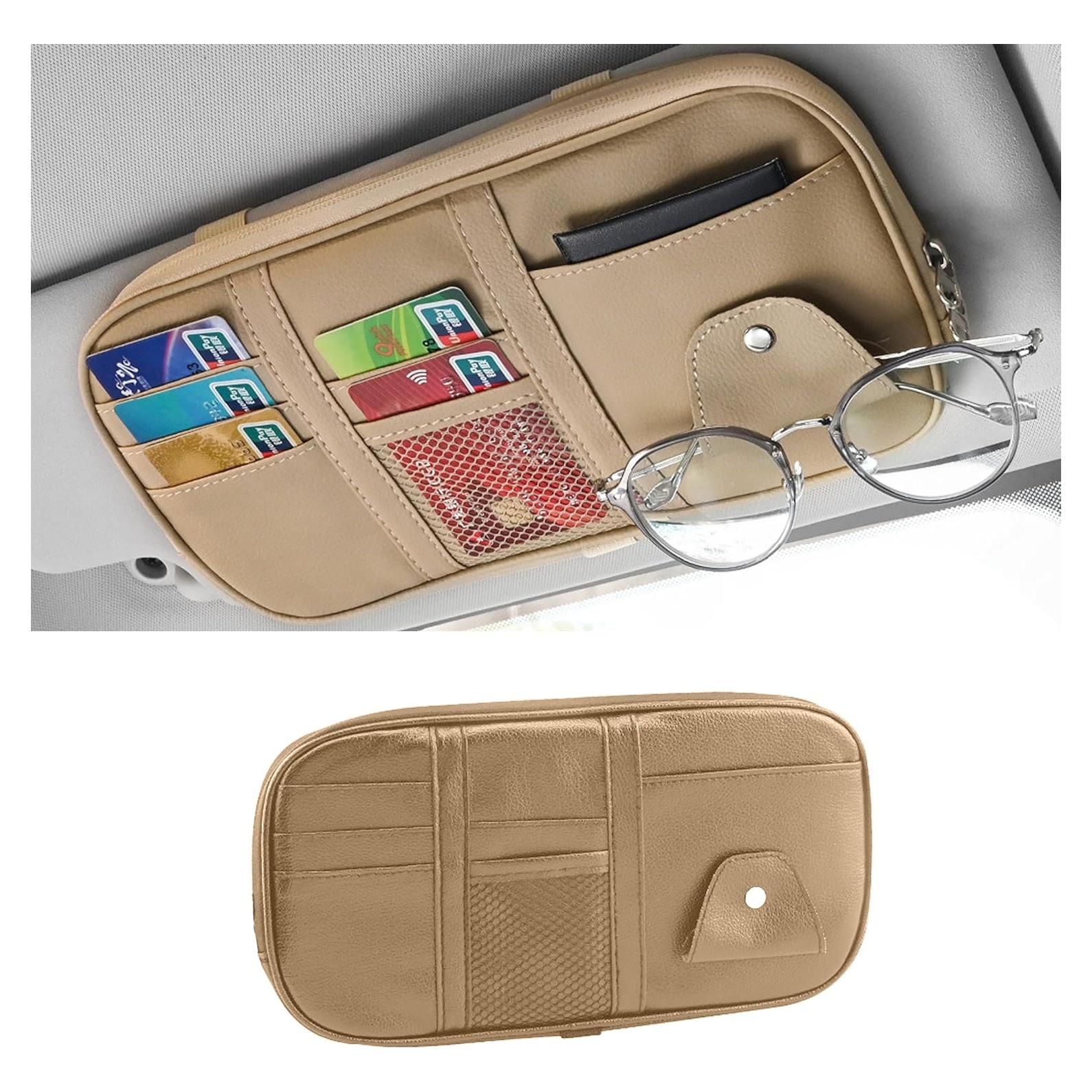 Organizador de Visera de Coche Couslcd Beige con Bolsillos
