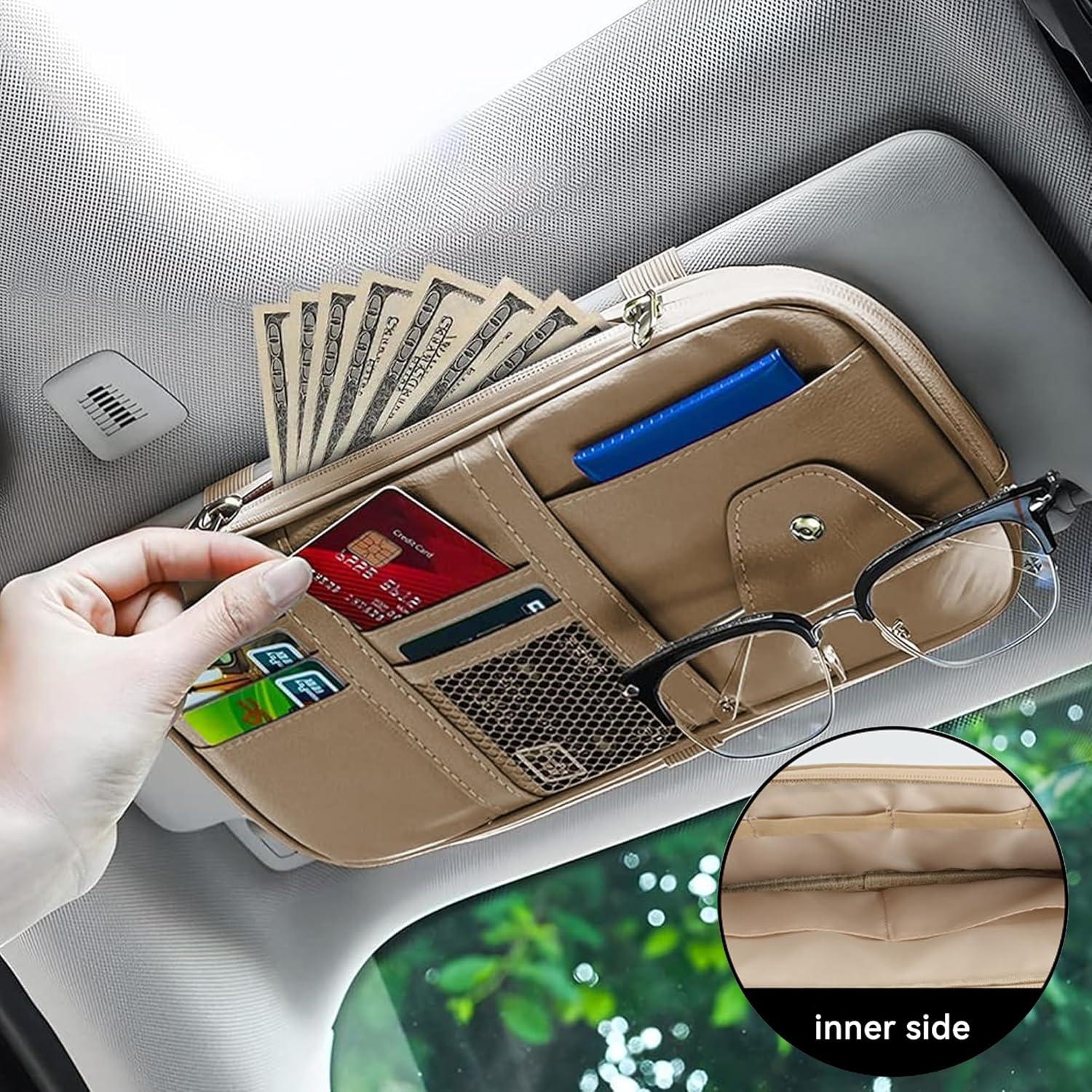 Organizador de Visera de Coche Couslcd Beige con Bolsillos