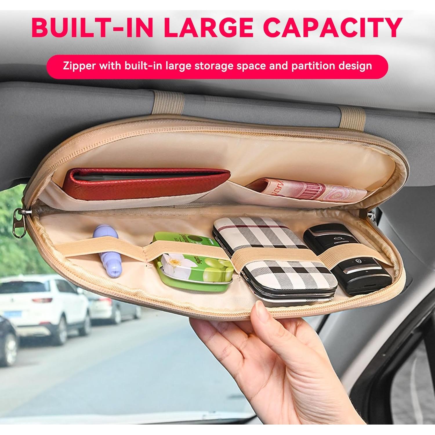 Organizador de Visera de Coche Couslcd Beige con Bolsillos