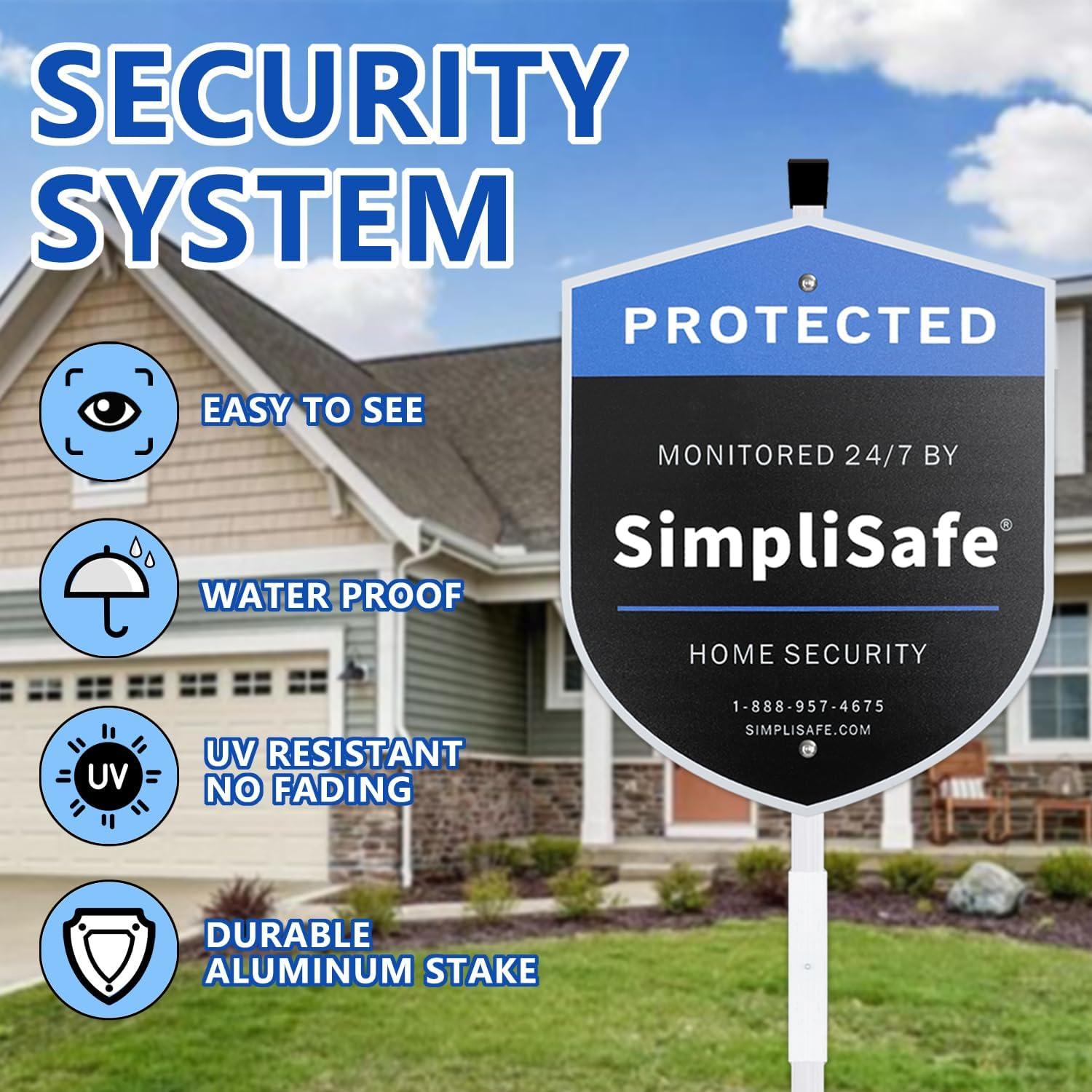 Cartel de Jardín SimpliSafe con 6 Calcomanías de Seguridad