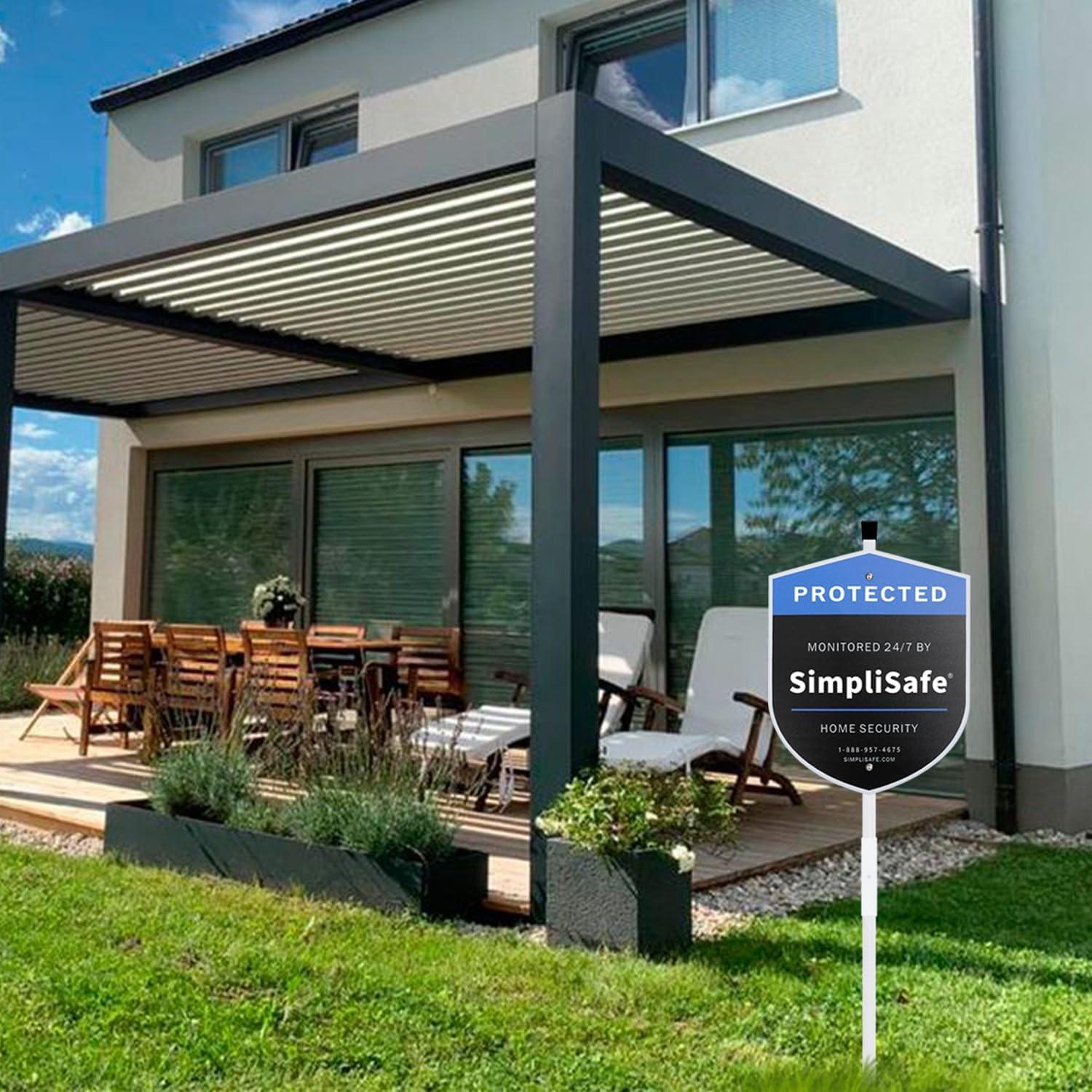 Cartel de Jardín SimpliSafe con 6 Calcomanías de Seguridad