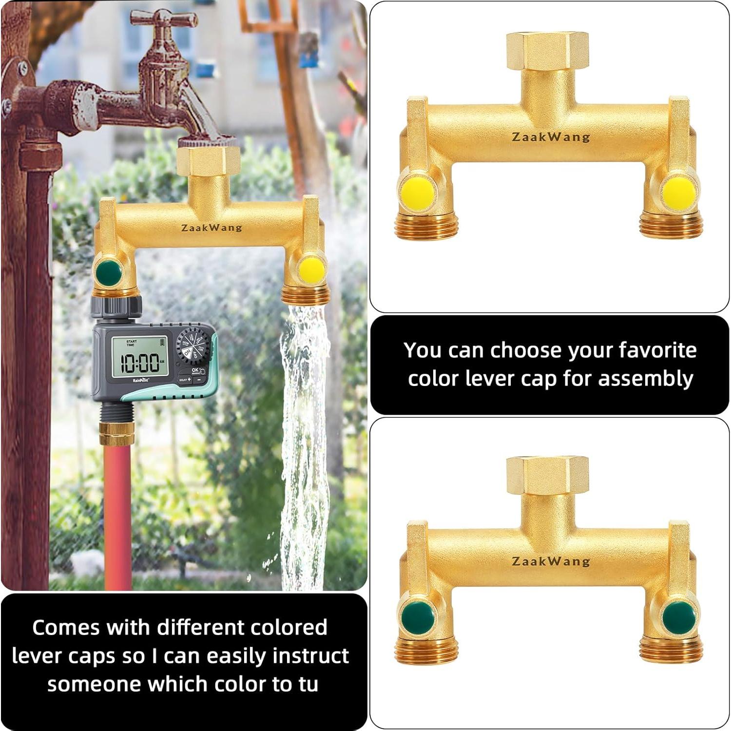 Divisor de Manguera de Jardín ZaakWang Doble Vía Latón 19 mm