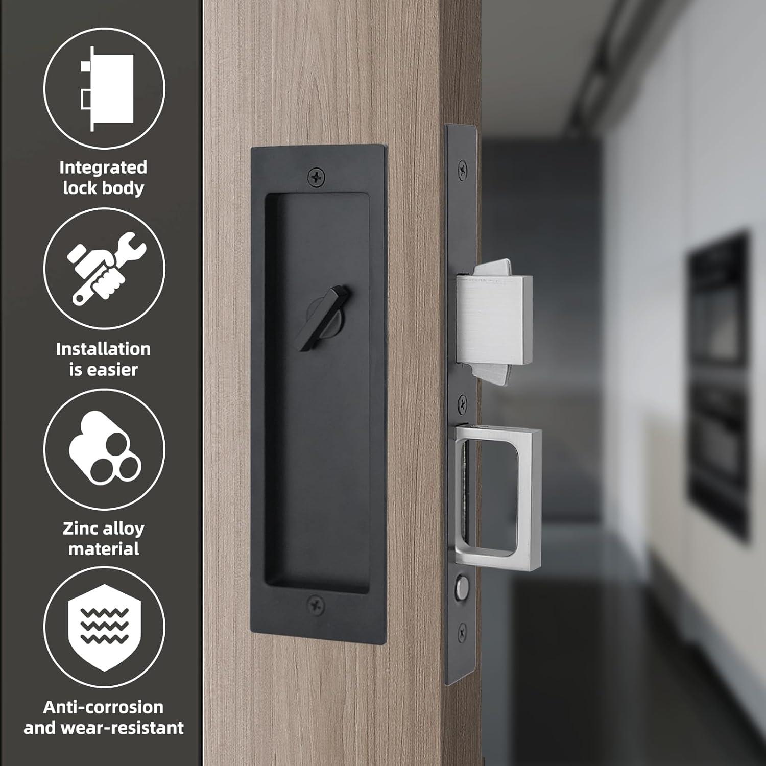 Cerradura de Puerta Corredera SENHARVEST - Sin Llave, Negro