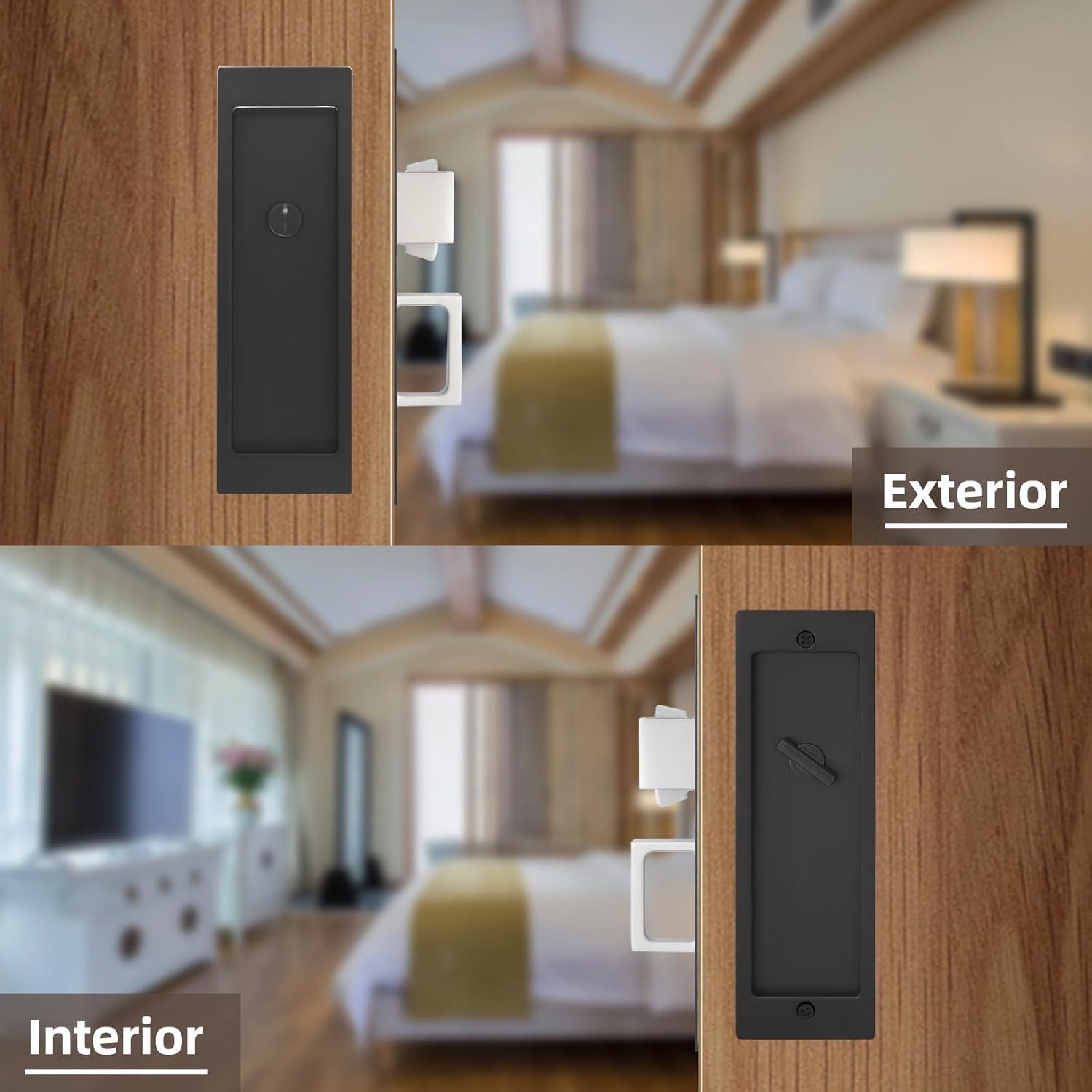 Cerradura de Puerta Corredera SENHARVEST - Sin Llave, Negro