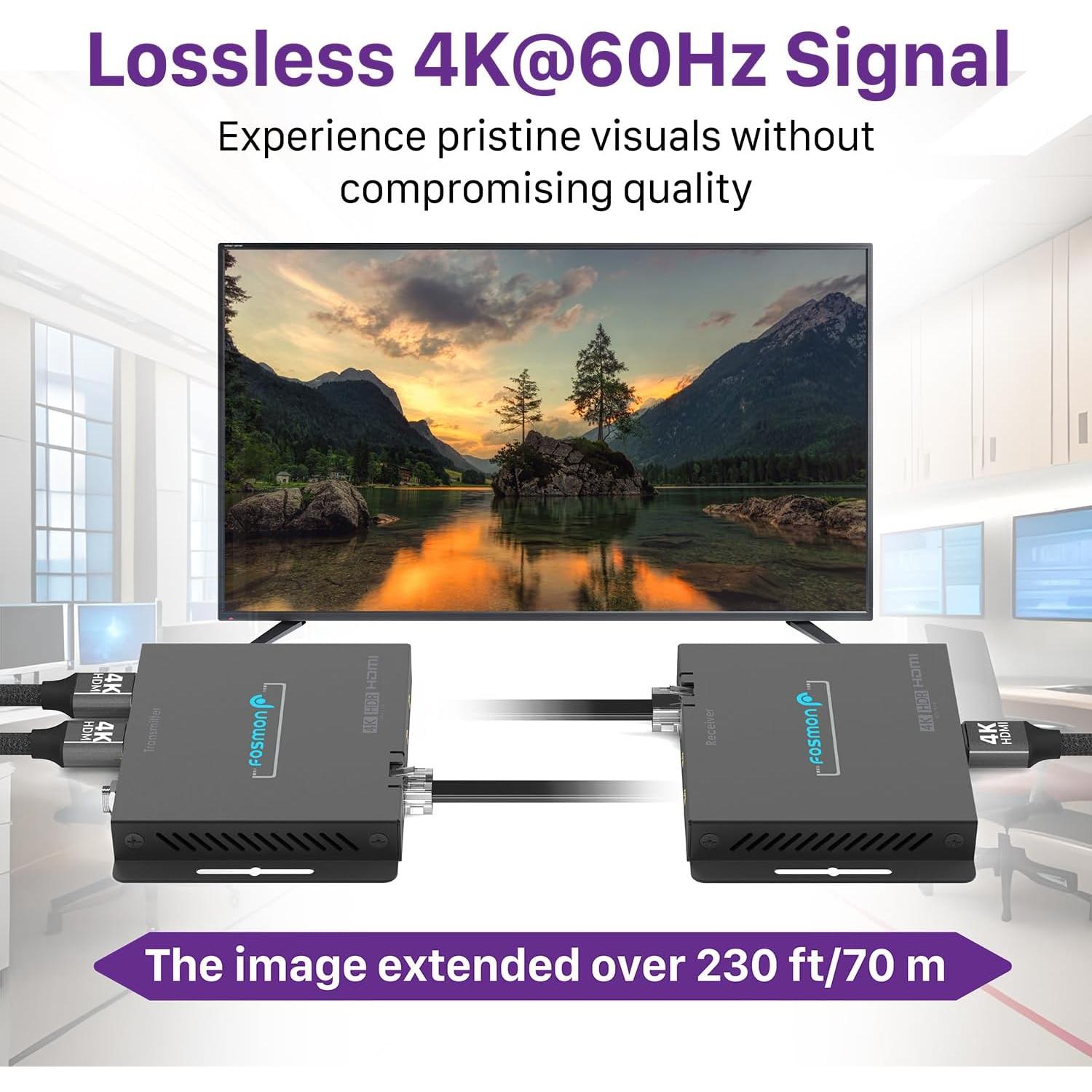 Extensor HDMI 4K Fosmon HD8243FPUS hasta 70m con Ethernet