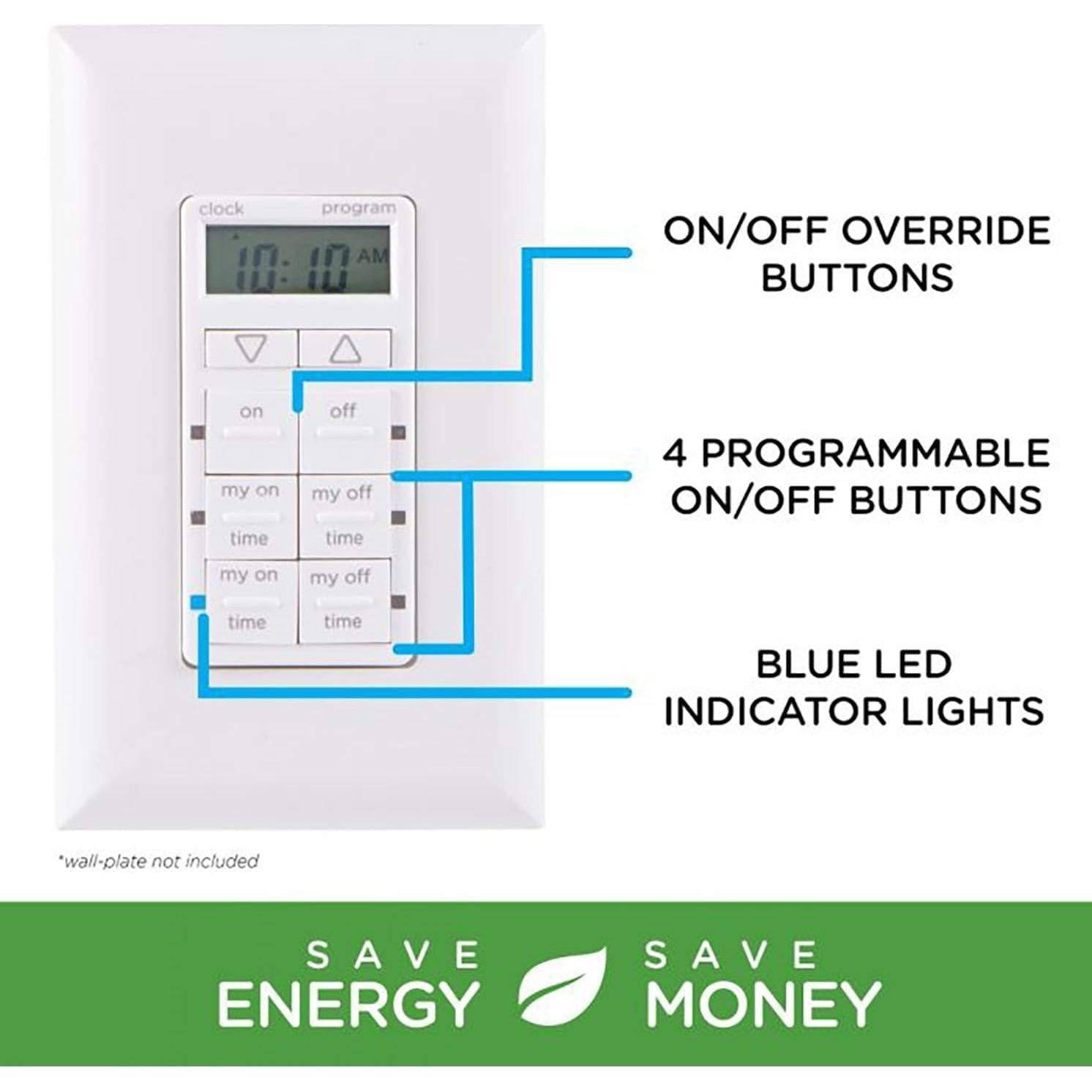 Temporizador Digital de Pared myTouchSmart 24 Horas LED