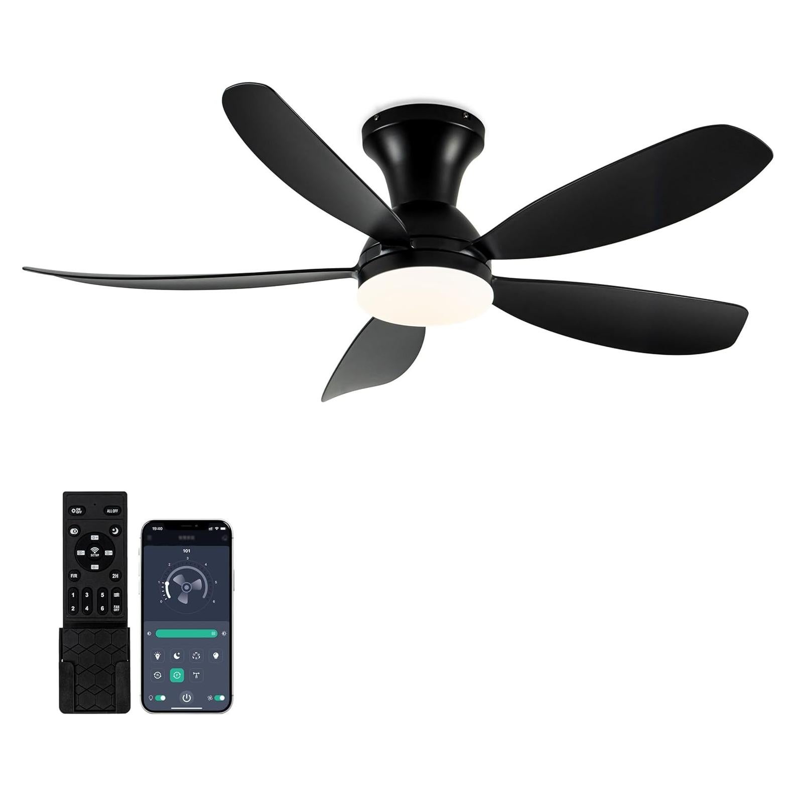 Ventilador de Techo OURSTAR 38" Negro con Luces LED y Control Remoto