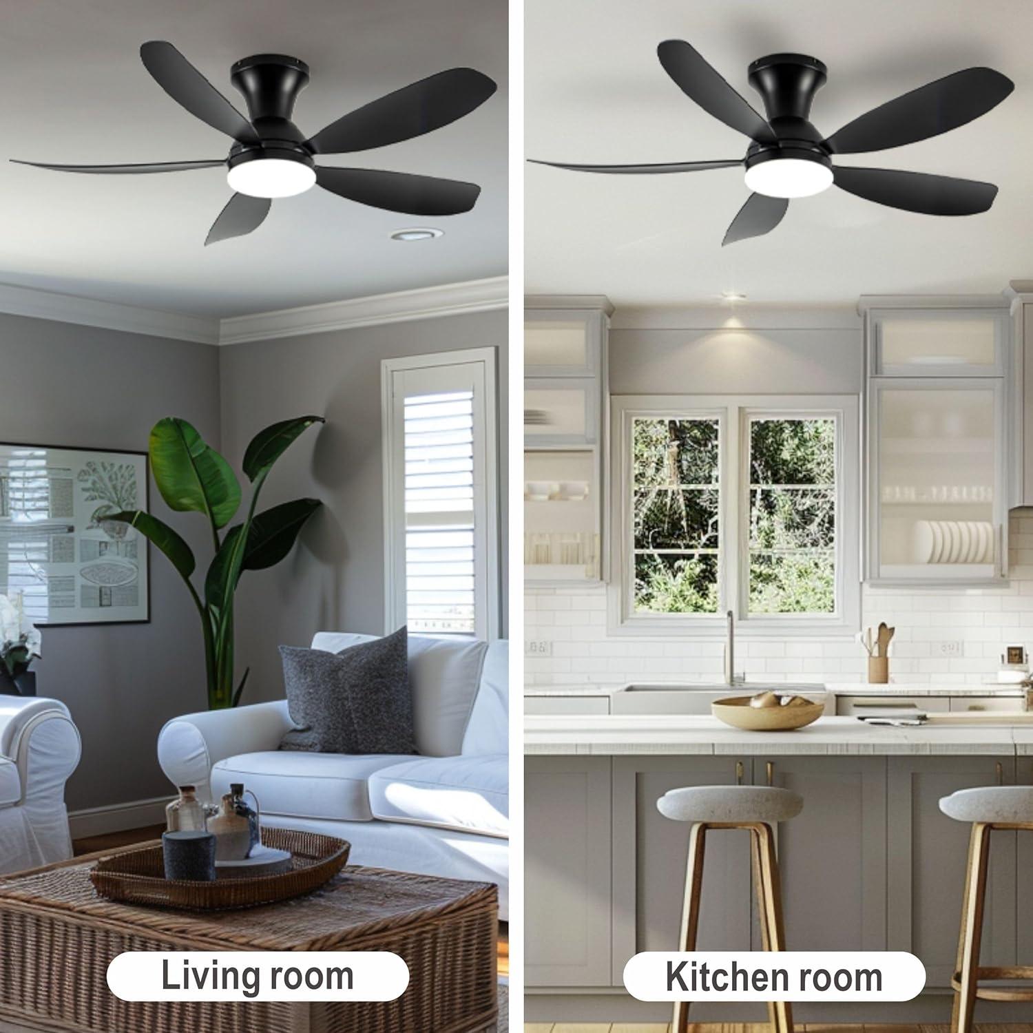 Ventilador de Techo OURSTAR 38" Negro con Luces LED y Control Remoto