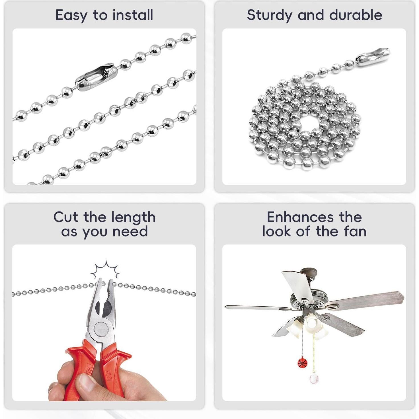 Cadenas de Tirar Decorativas SHIFANQI para Ventilador de Techo - 4 Piezas de 30.48 cm