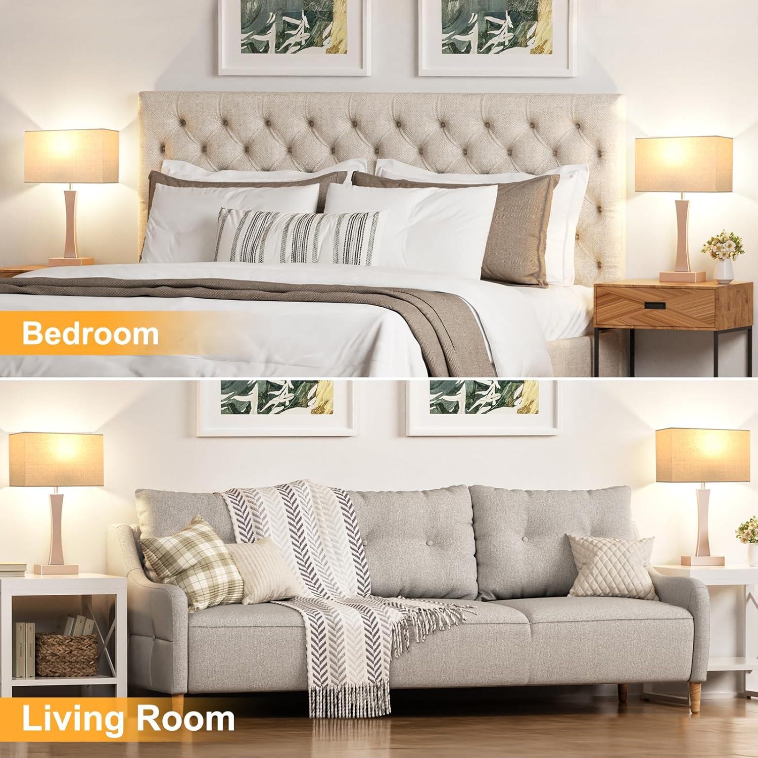 Juego de 2 Lámparas de Mesa Táctiles Seealle con USB C+A