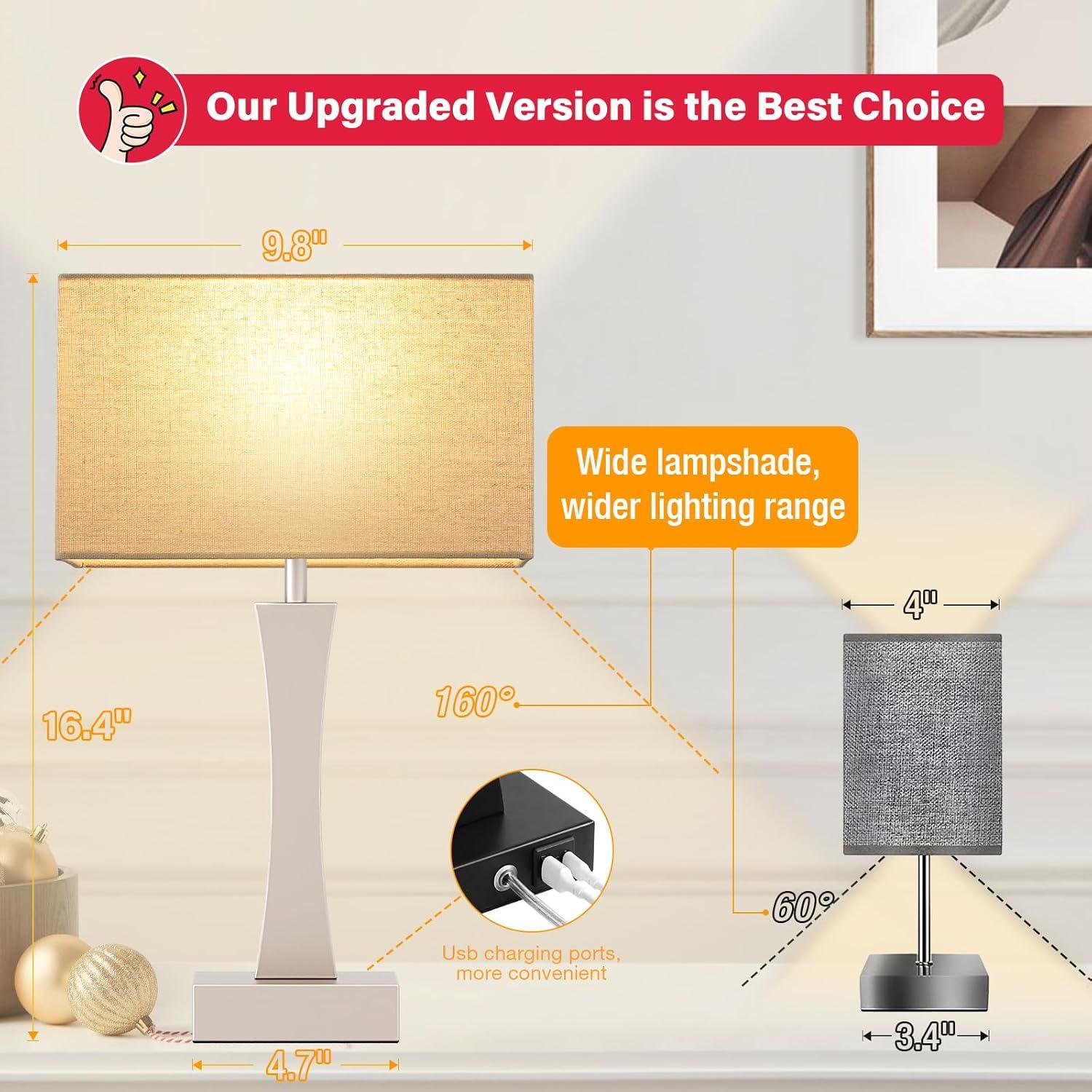 Juego de 2 Lámparas de Mesa Táctiles Seealle con USB C+A