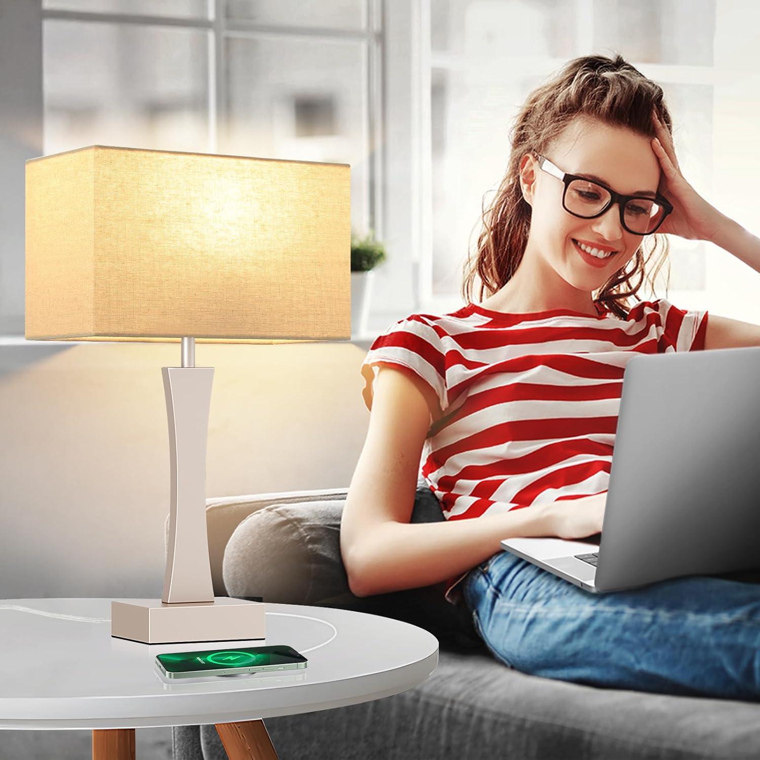 Juego de 2 Lámparas de Mesa Táctiles Seealle con USB C+A