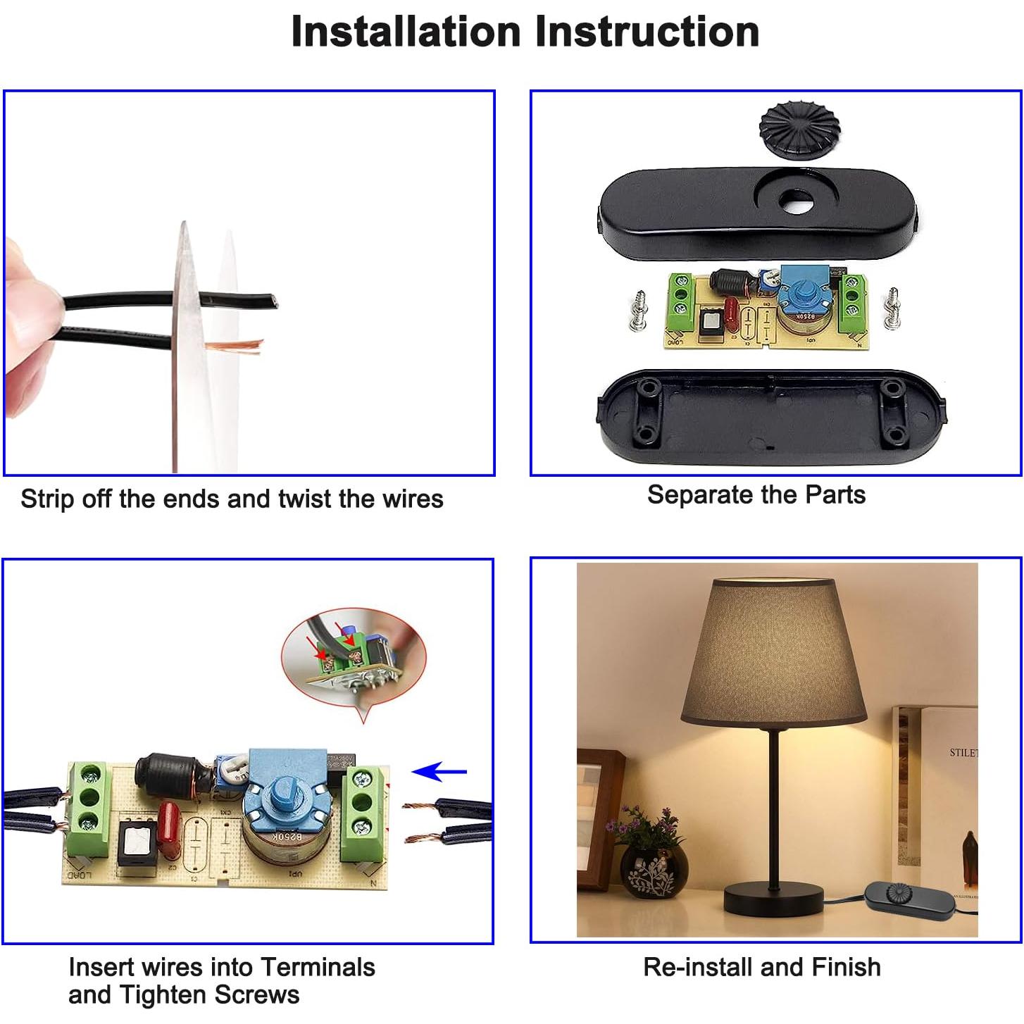 Interruptor de Atenuación Rotativo PLUSPOE Negro 10.67x2.99 cm