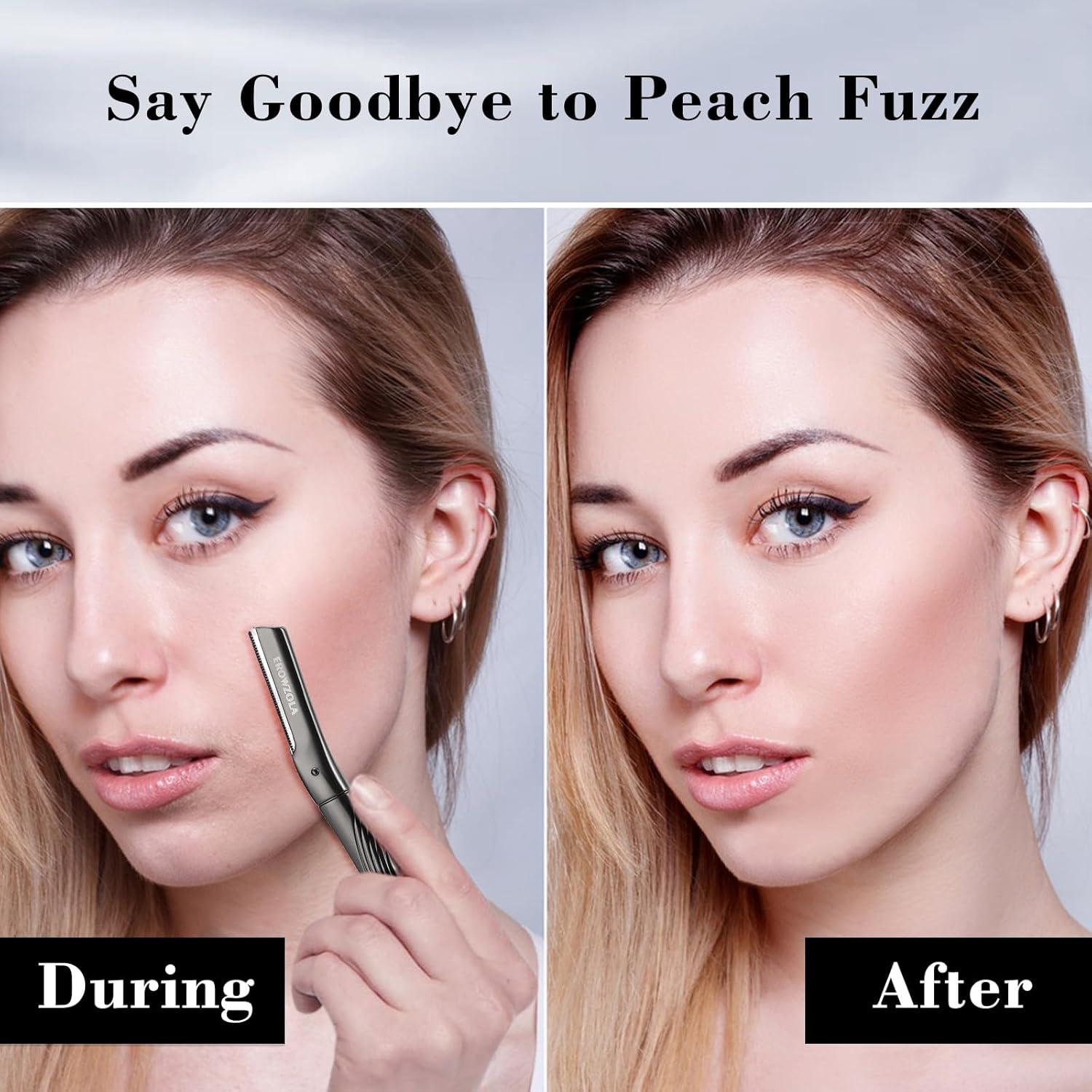 Afeitadora Facial EROWZOLA Dermaplaning Negro con 6 Cuchillas