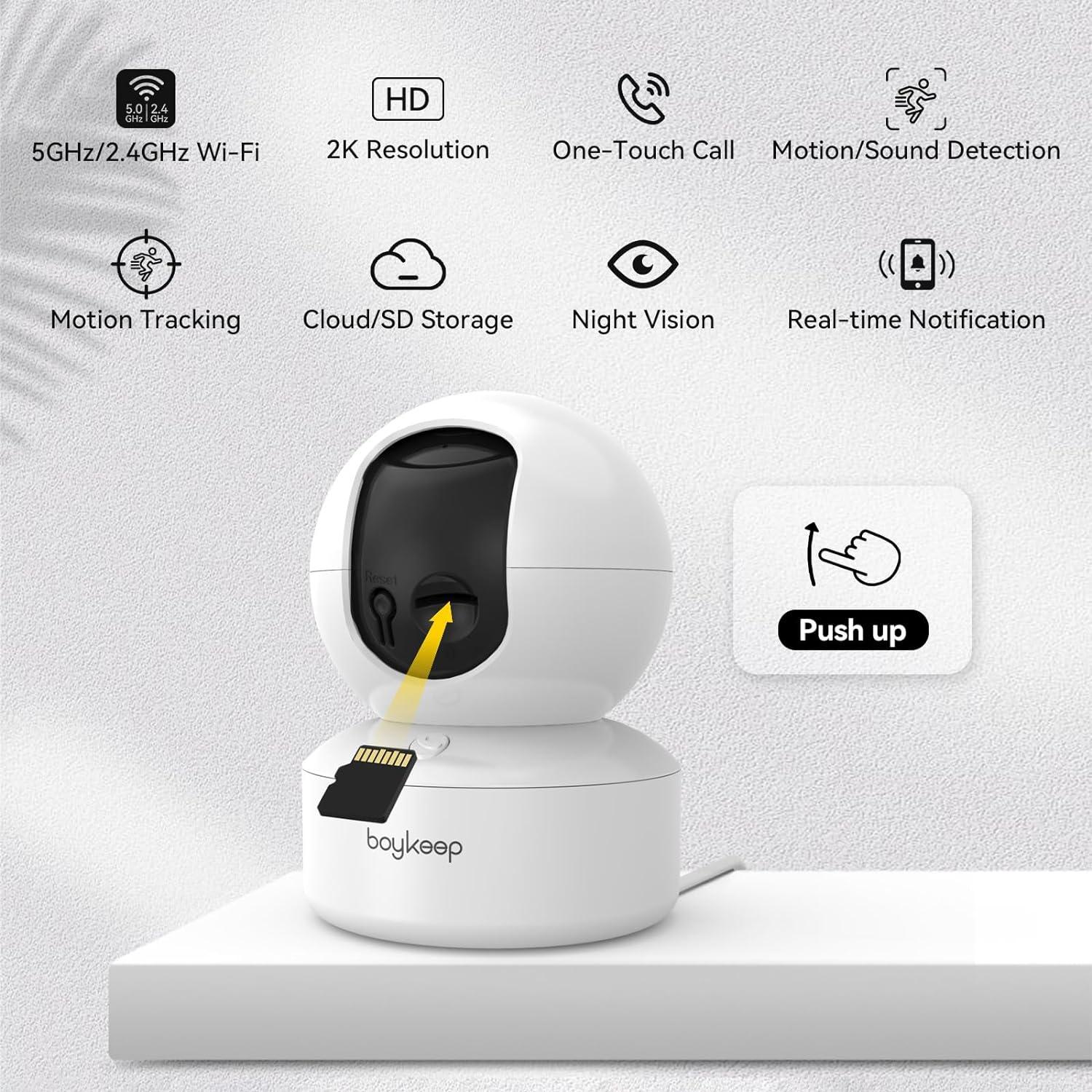 Cámara de Seguridad Interior Boykeep K30 2K 360° WiFi