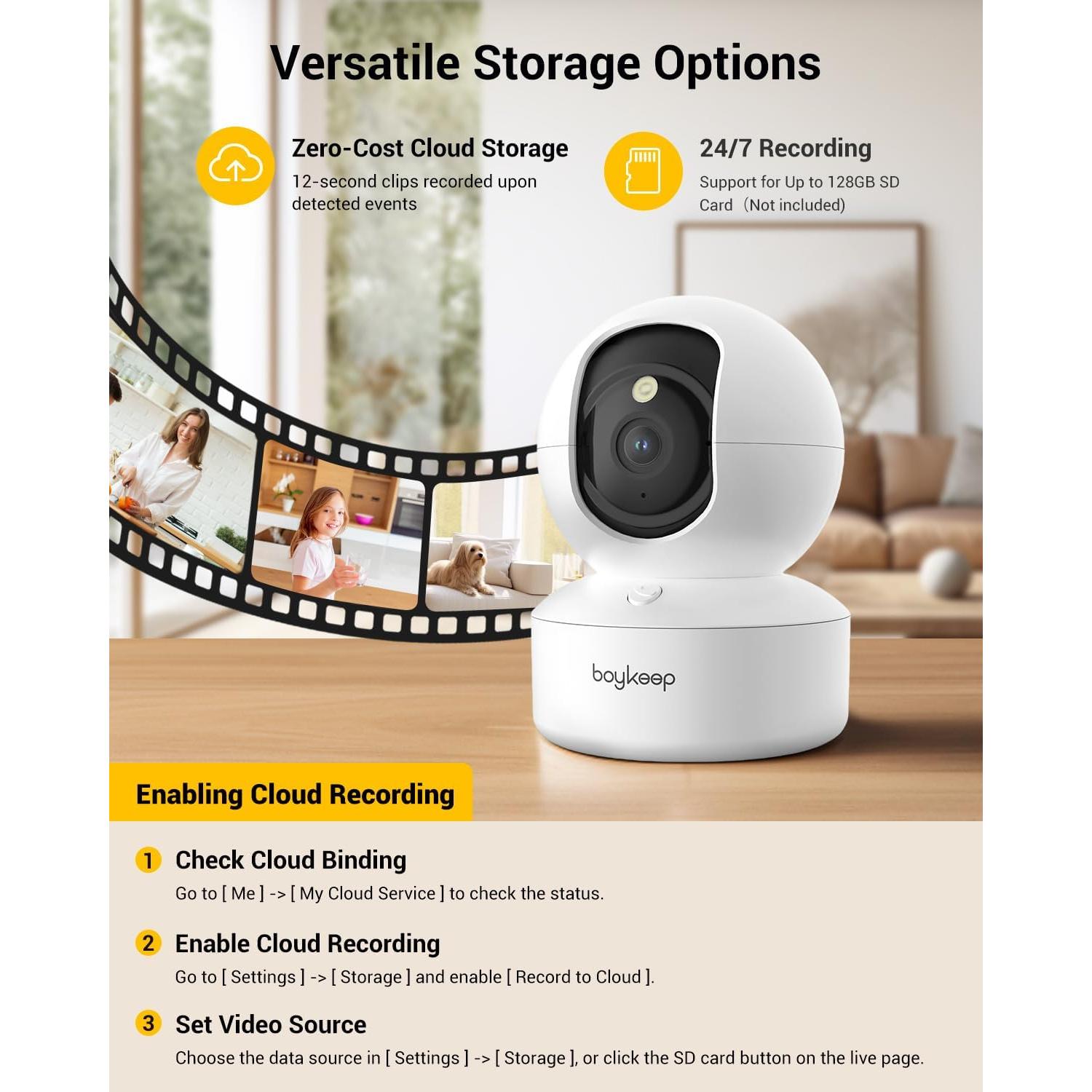 Cámara de Seguridad Interior Boykeep K30 2K 360° WiFi