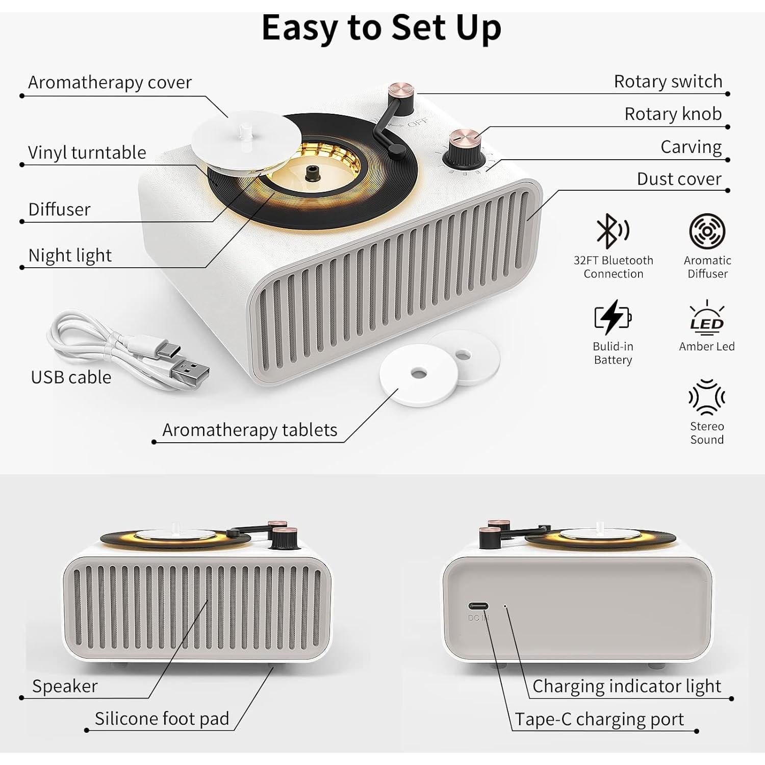 Altavoz Bluetooth Vivilumens Aromaterapia Vintage 7" LED