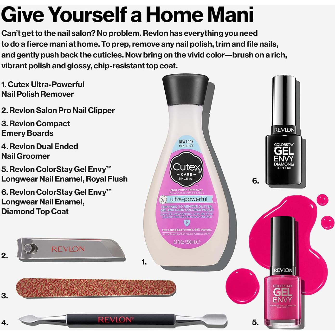 Revlon Compact Emery Boards Nail File, Dual Sided for Shaping and Smoothing Finger and Toenails, 24 Count