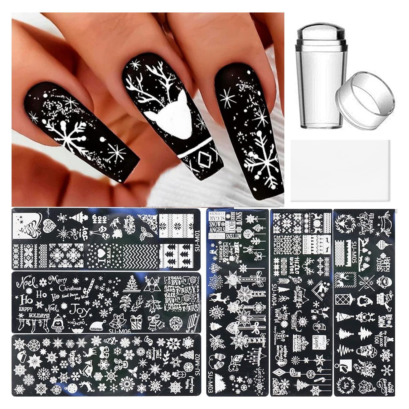 Kit de Estampado de Uñas Huamei Navidad 6 Piezas