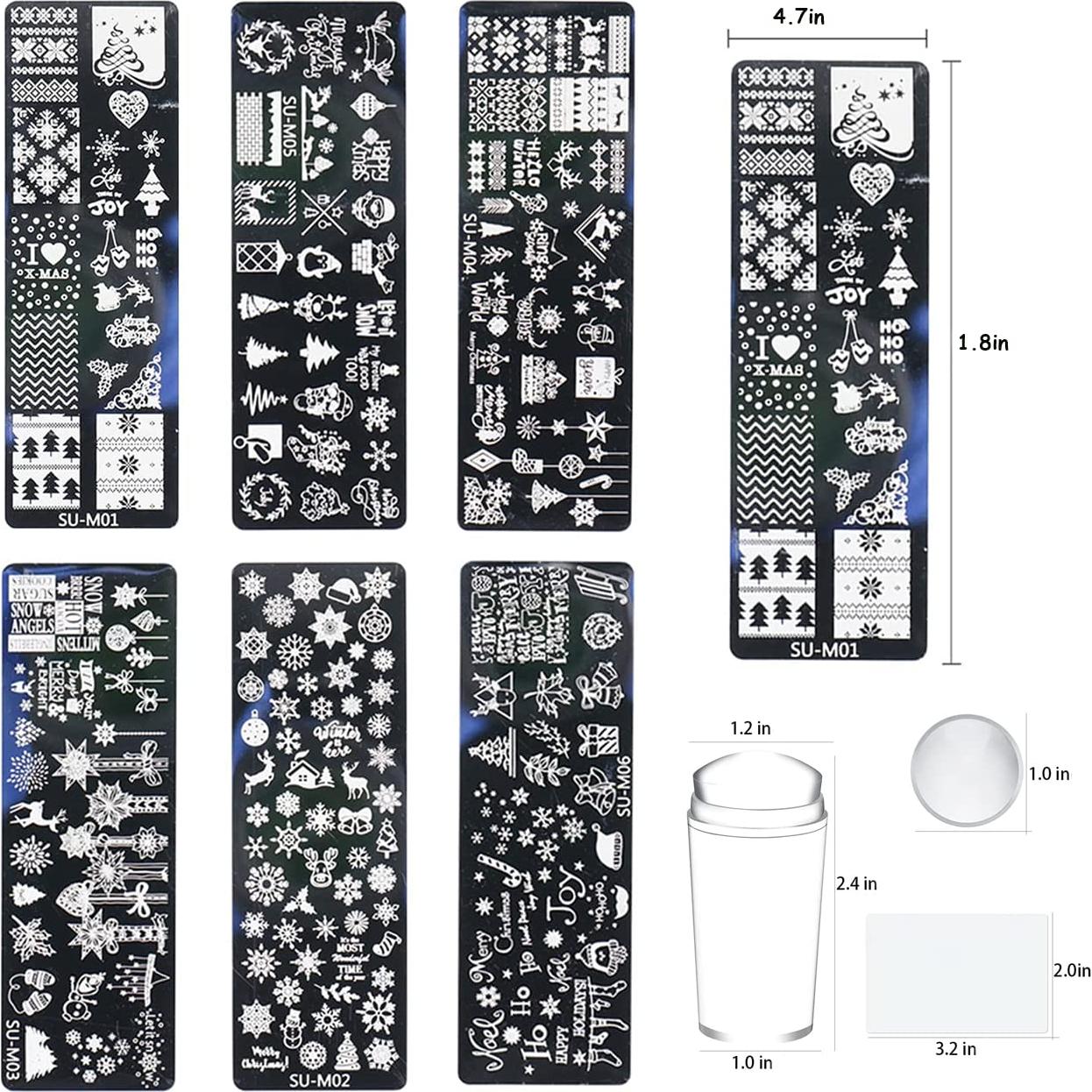 Kit de Estampado de Uñas Huamei Navidad 6 Piezas