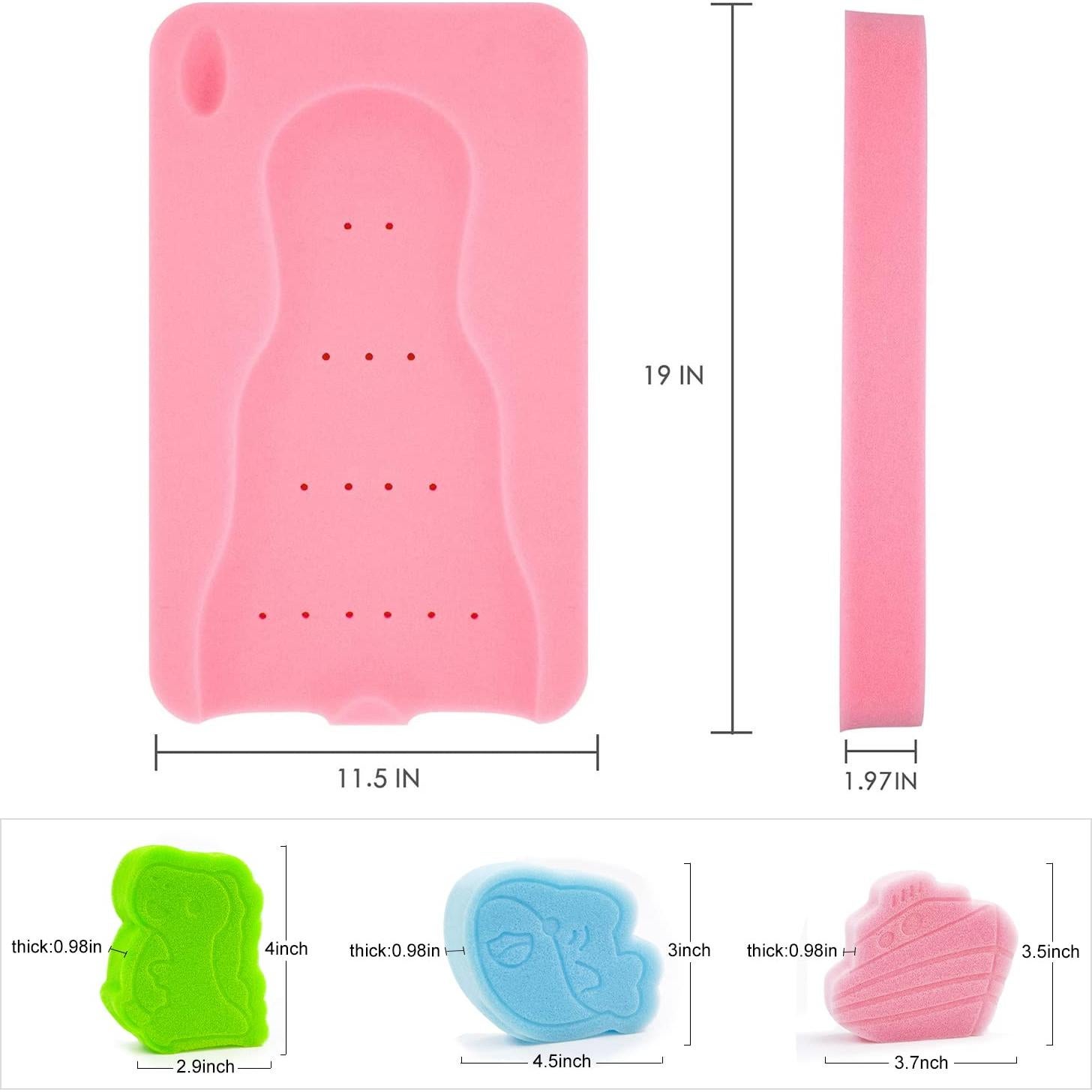 Esponja de Baño para Bebés HALLO Rosa 49x31cm Suave y Antideslizante