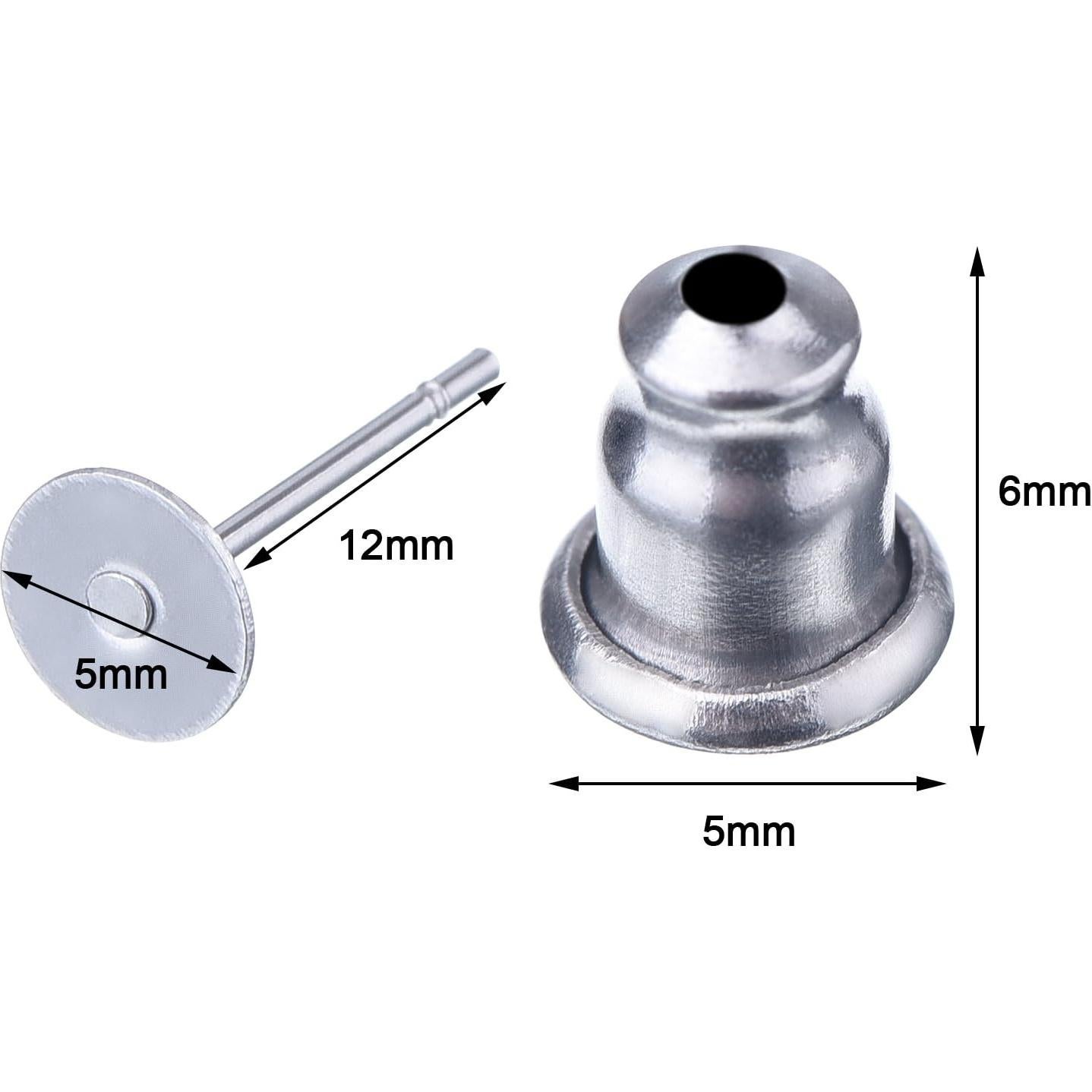 100 Piezas de Pendientes de Acero Inoxidable Outus Plata