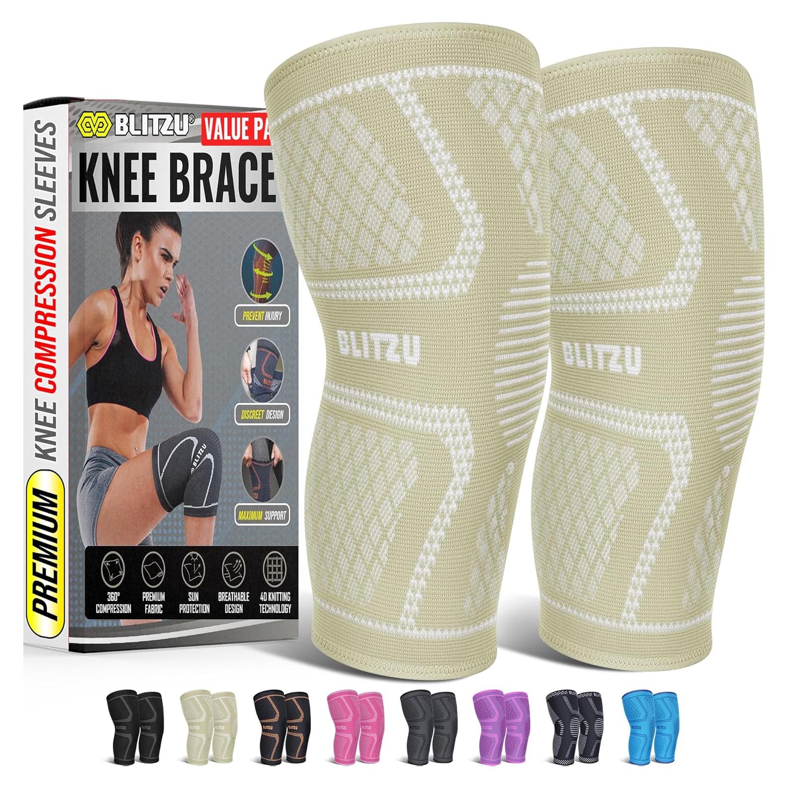 Faja de Compresión para Rodilla BLITZU Beige - Unisex, 1 Par