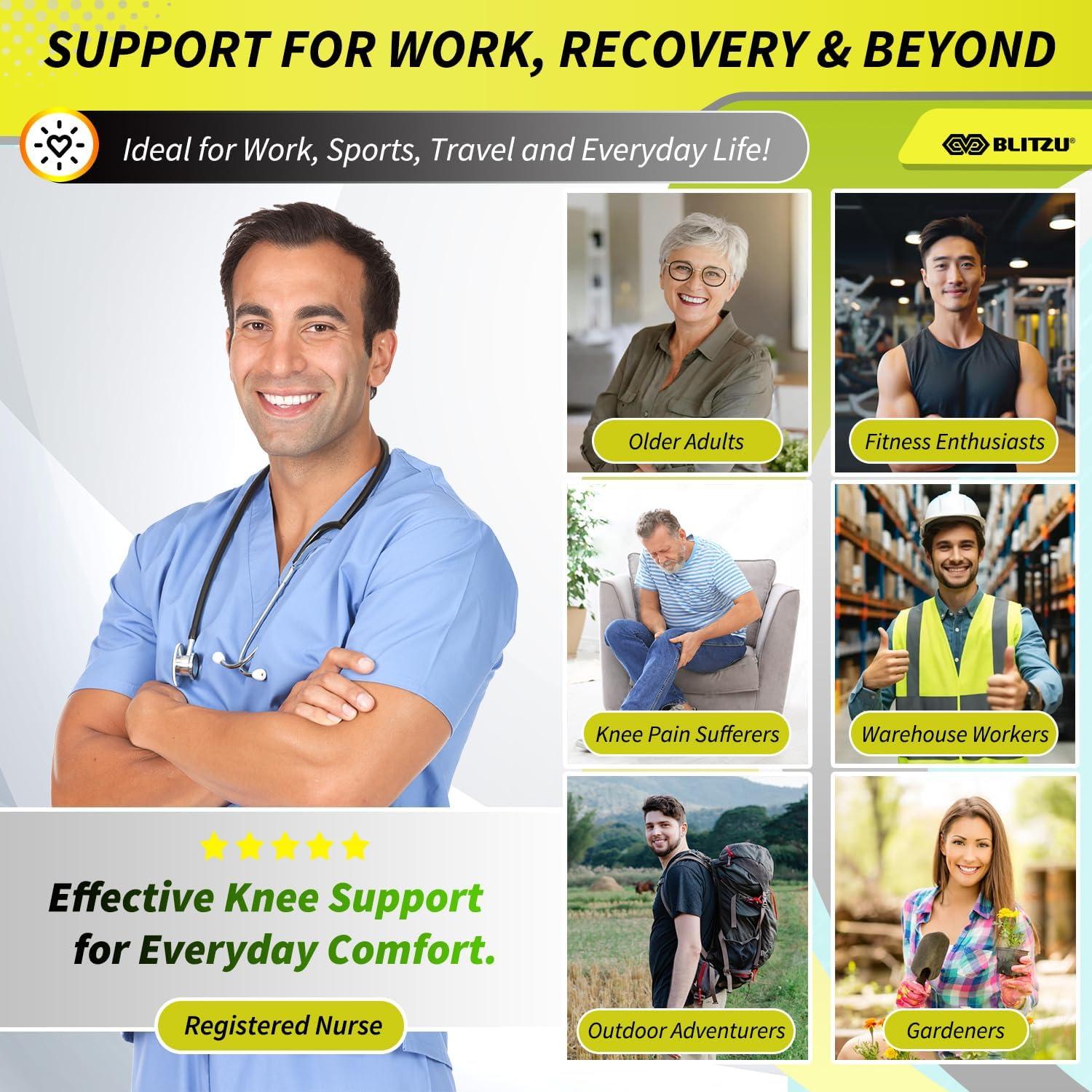 Faja de Compresión para Rodilla BLITZU Beige - Unisex, 1 Par