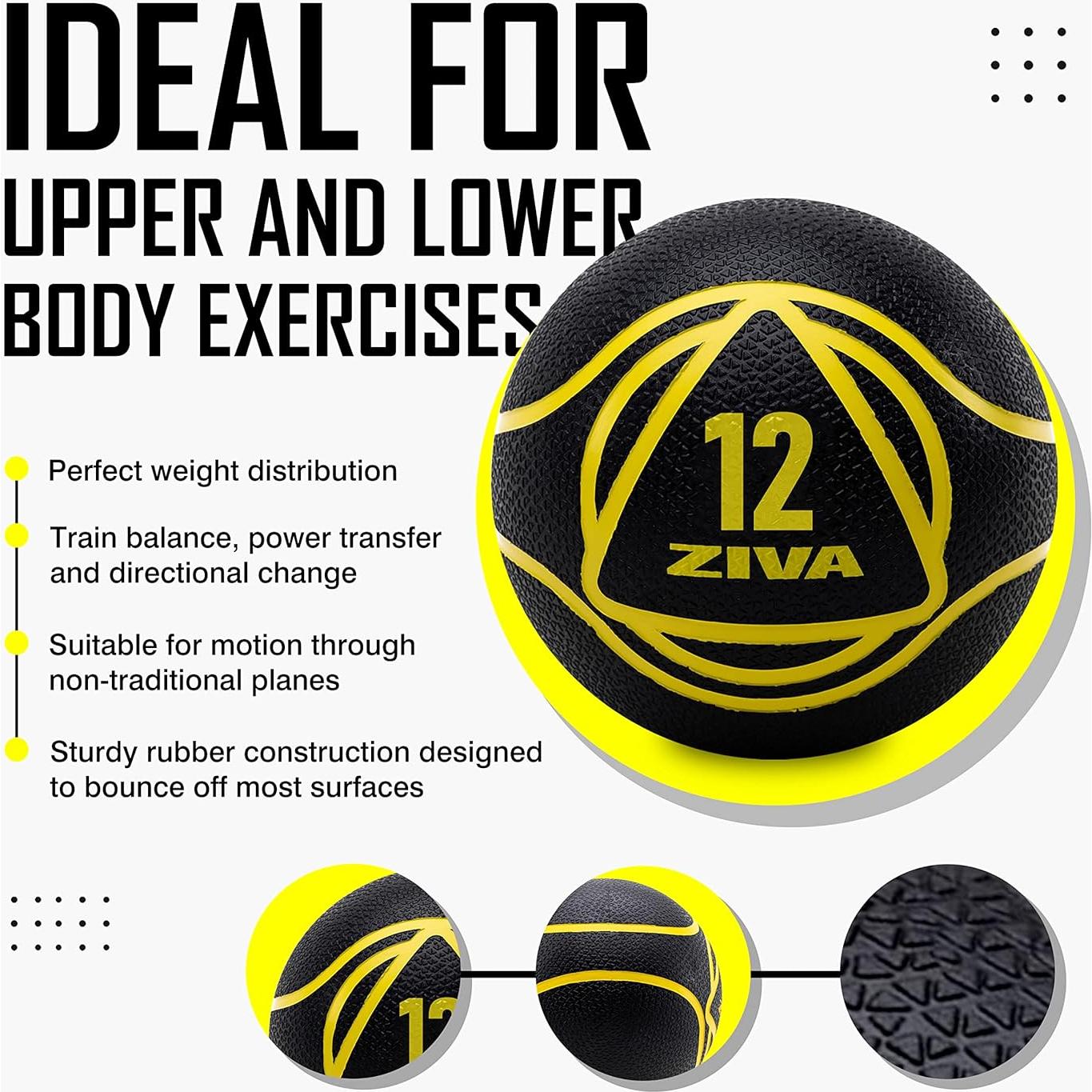 Balón Medicinal ZIVA 1.8 kg Caucho Texturizado Negro