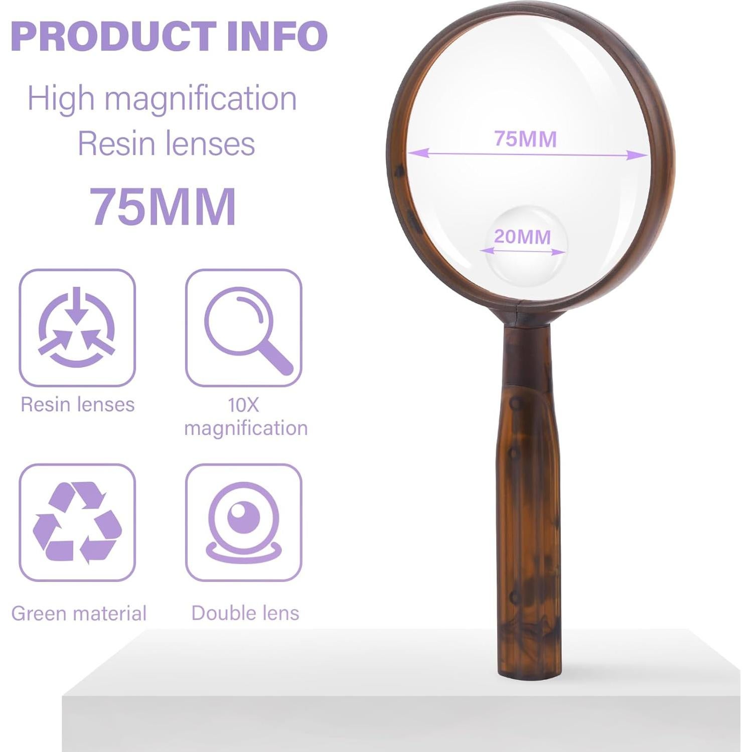 Lupa de Mano Lakei 10X 30X Acrílica 75mm Antideslizante