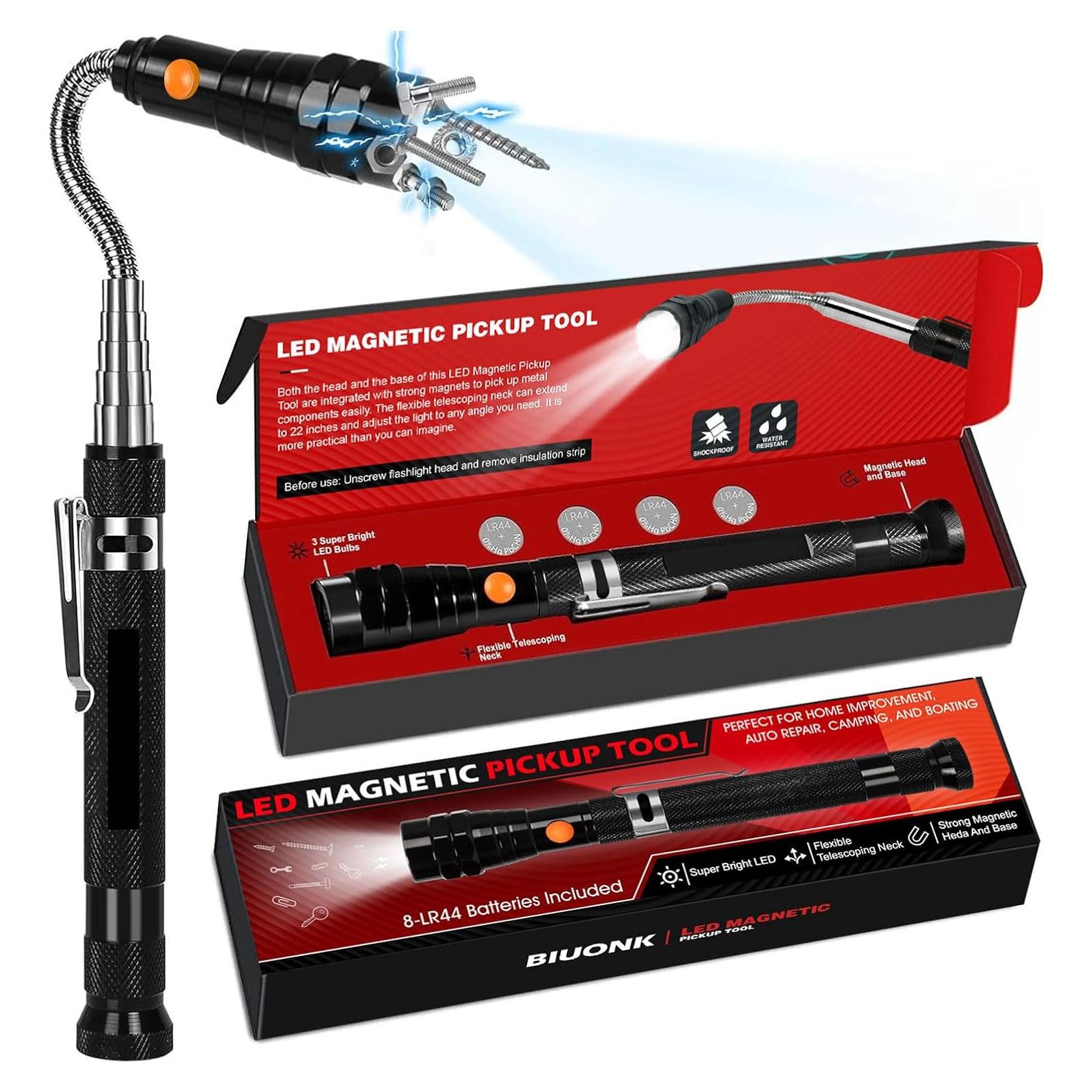 Herramienta de Recogida Magnética LED Biuonk 57 cm con Linterna