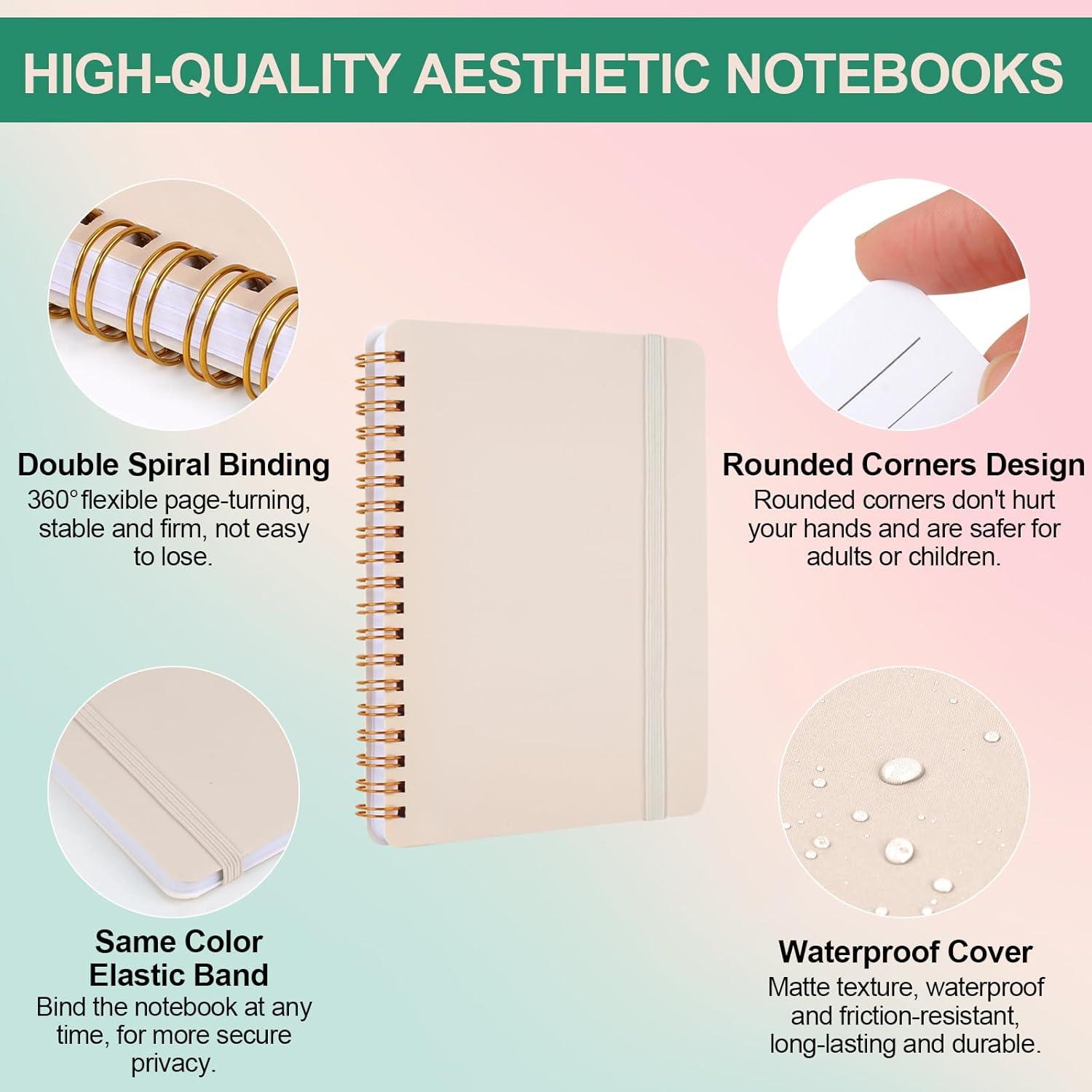 Cuadernos Espirales Utron Beige 5x7 - 3 Piezas 70 Hojas