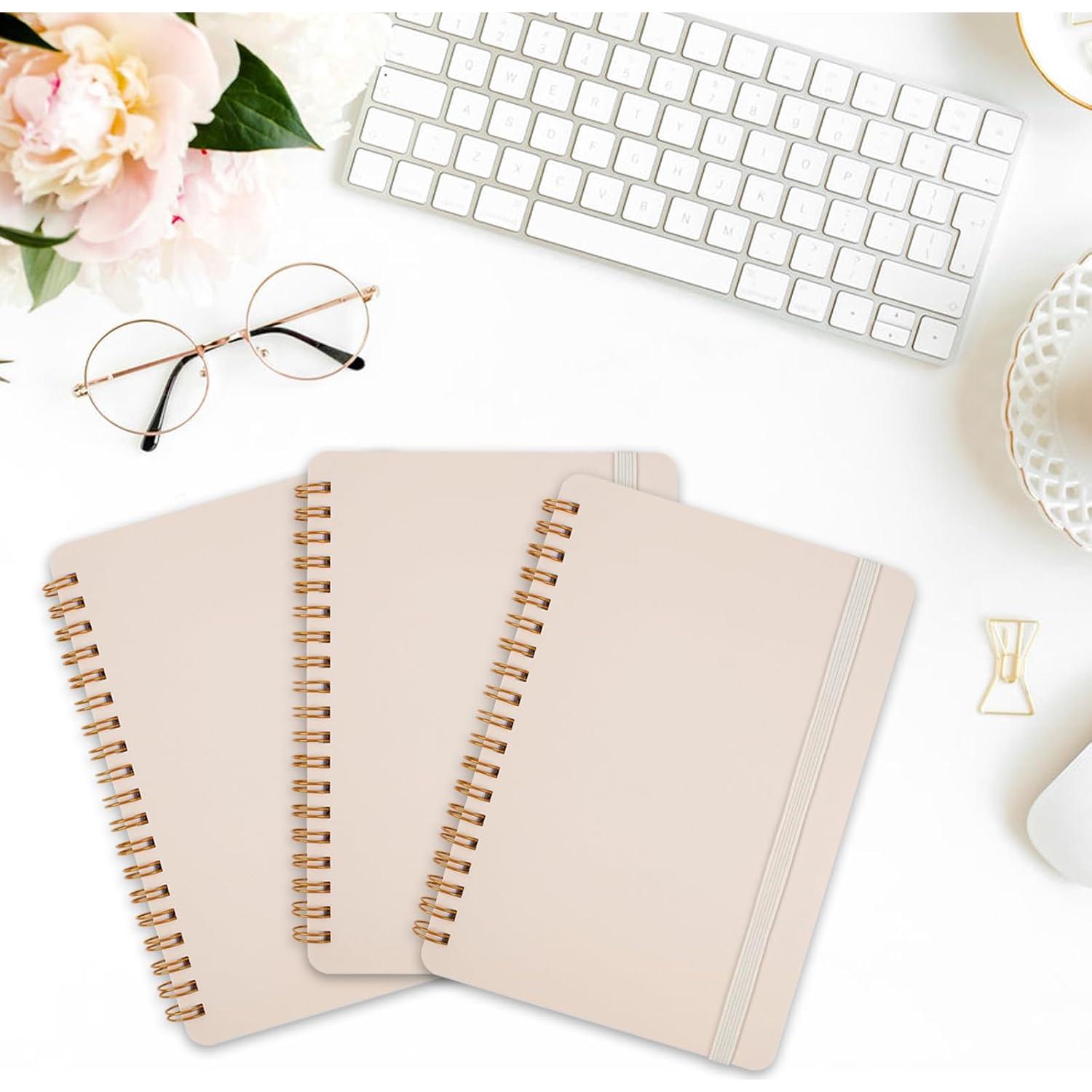 Cuadernos Espirales Utron Beige 5x7 - 3 Piezas 70 Hojas