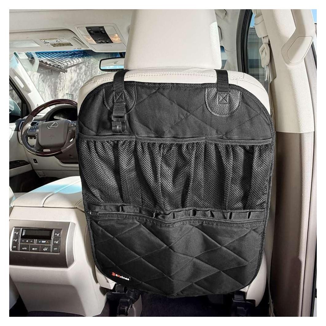 Organizador de respaldo para asiento de coche 4Knines - Negro - Impermeable y resistente