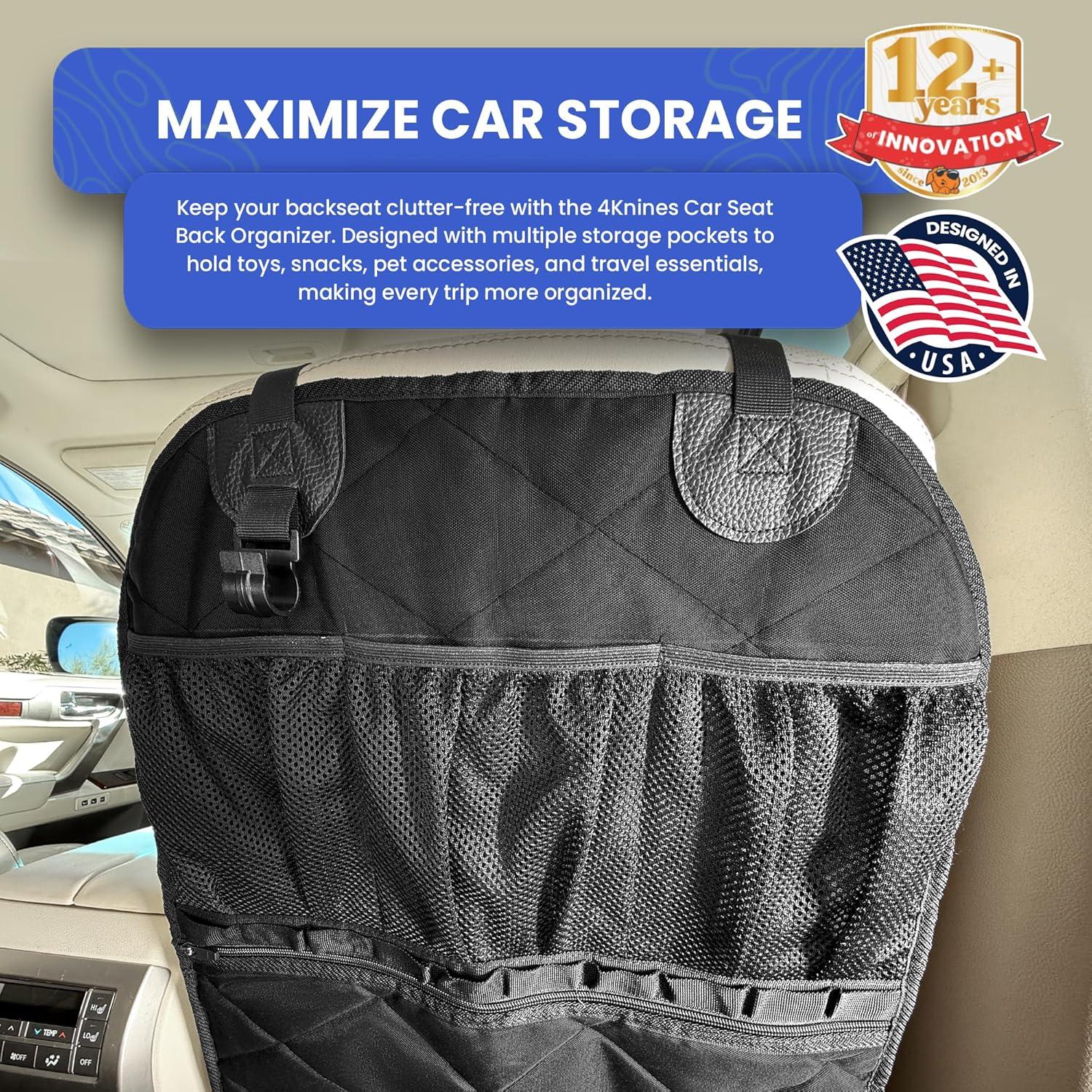 Organizador de respaldo para asiento de coche 4Knines - Negro - Impermeable y resistente