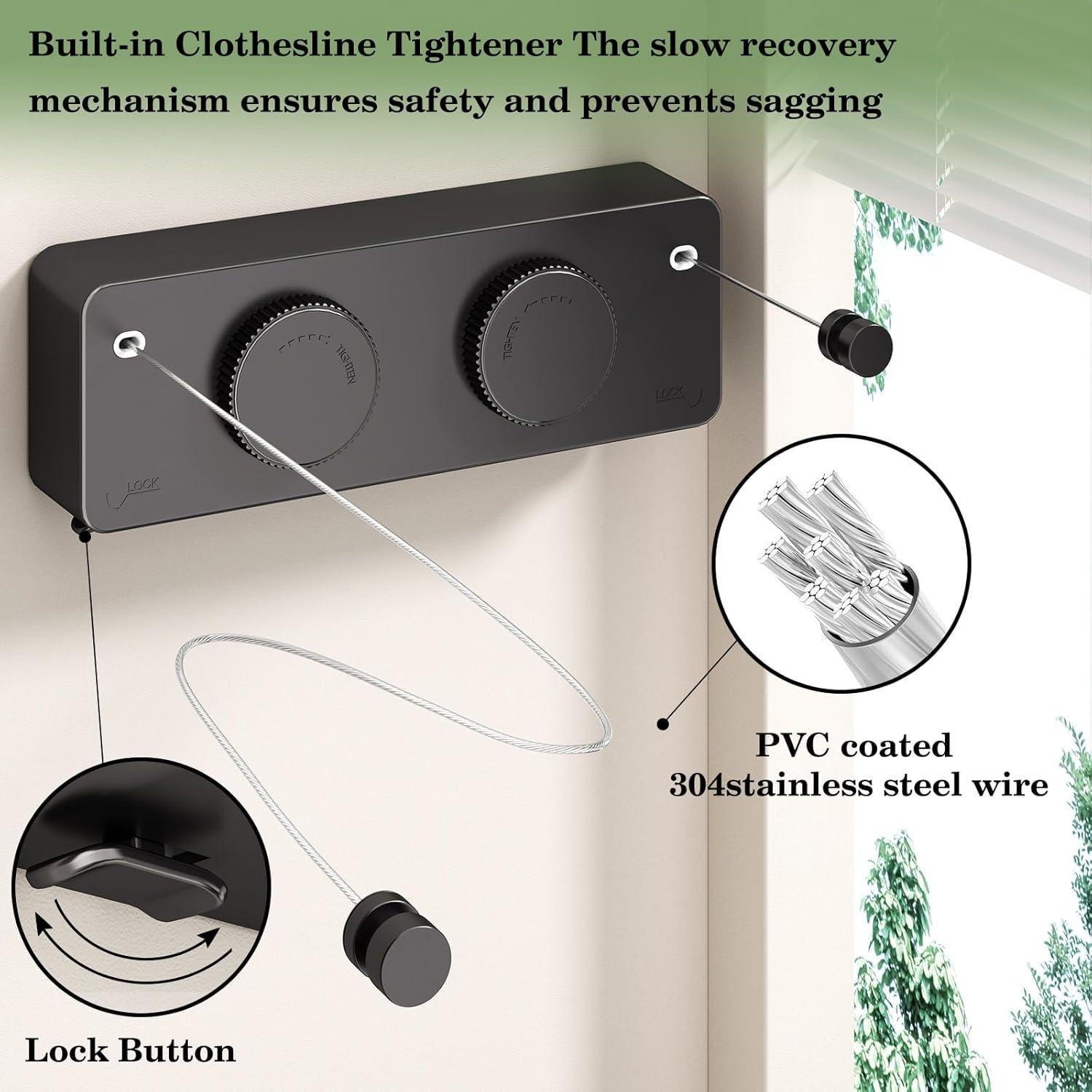 Cuerda de Ropa Retráctil Danpoo 4.2m Doble Alta Resistencia