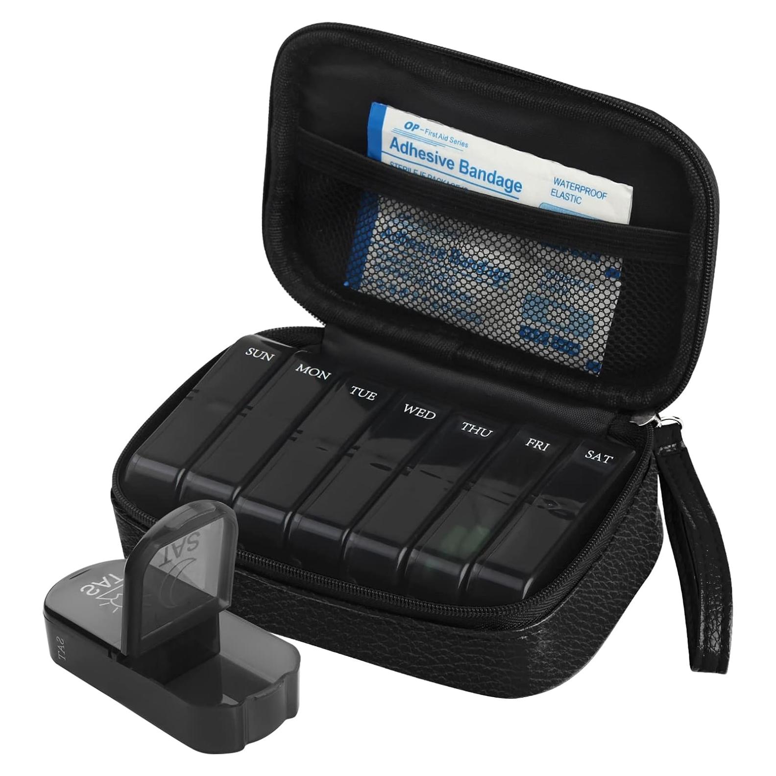 Organizador de Pastillas Semanal Yeloumiss Negro 7 Compartimentos