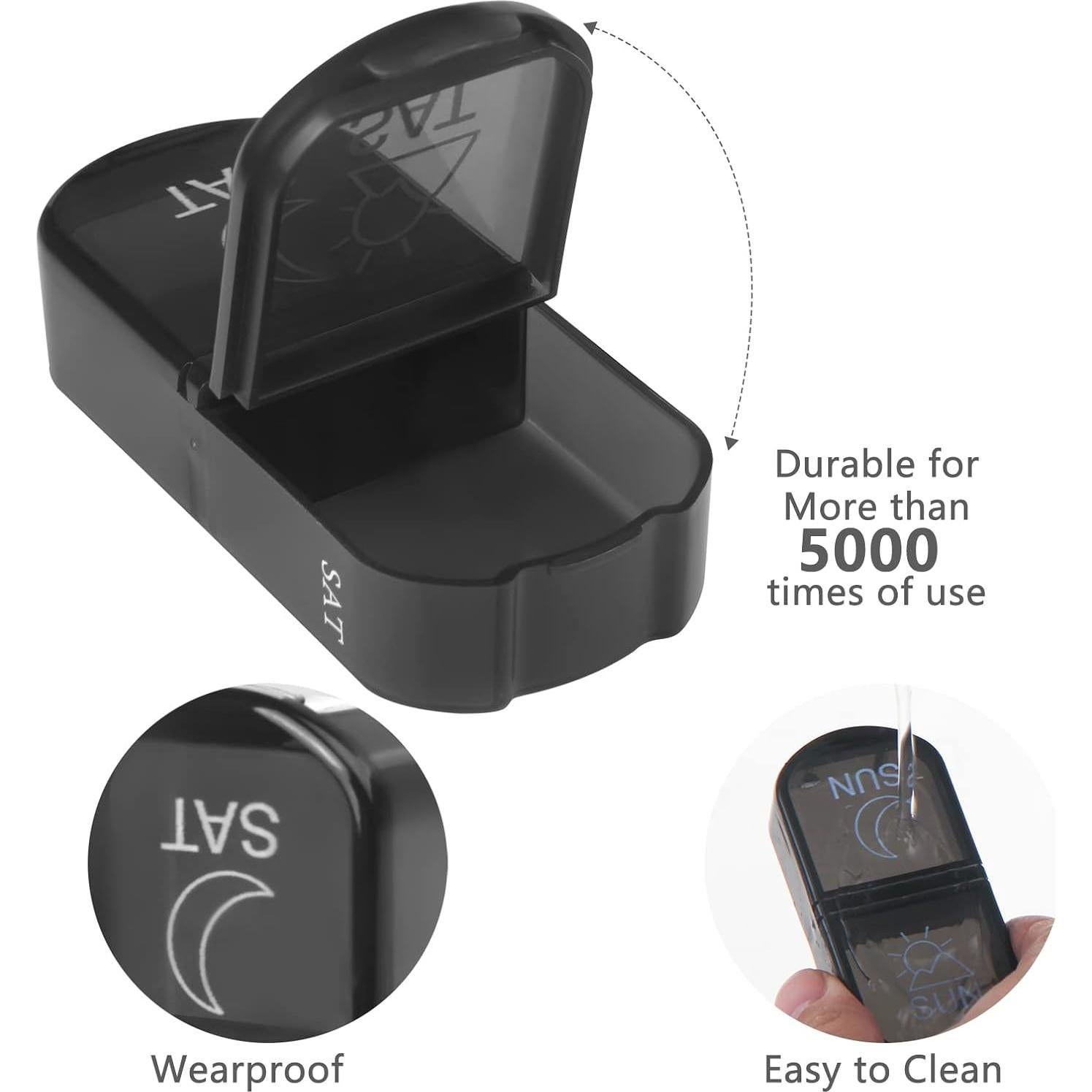 Organizador de Pastillas Semanal Yeloumiss Negro 7 Compartimentos