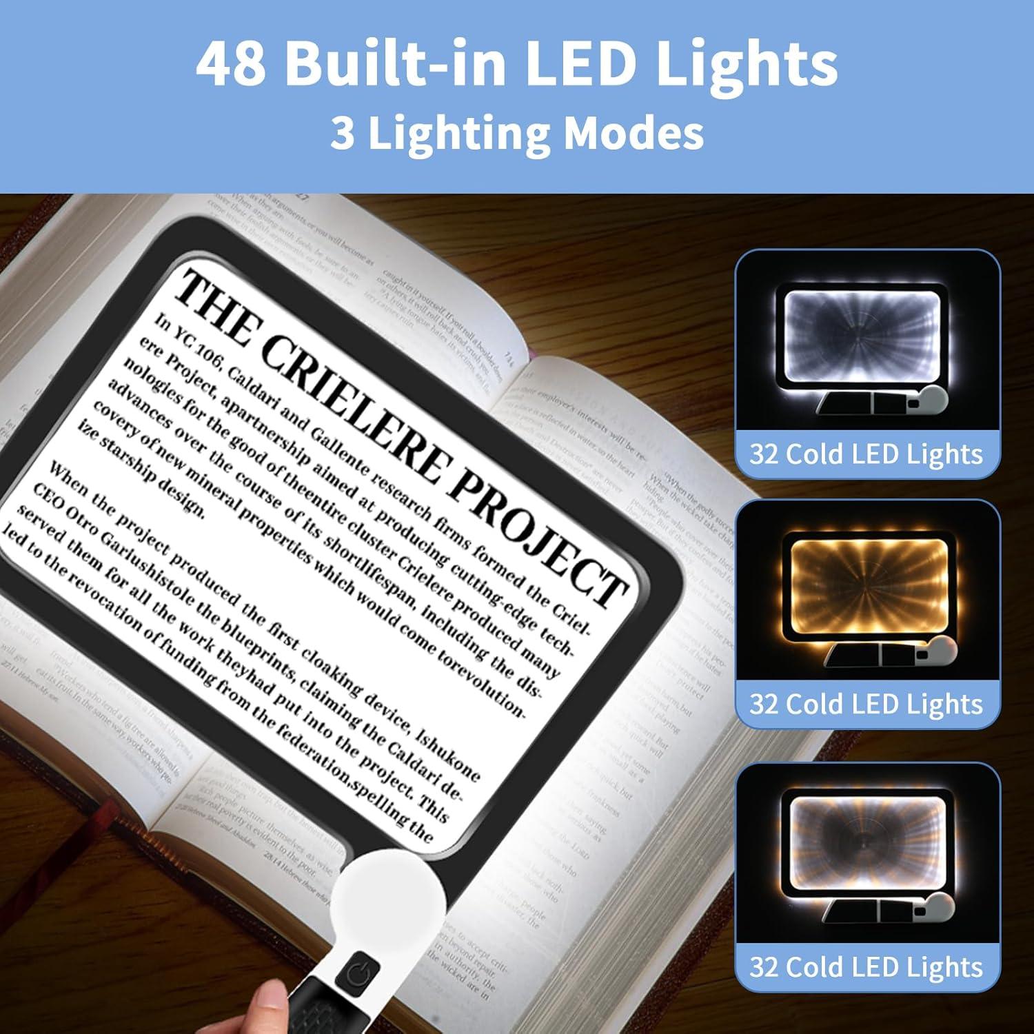 Lupa Iluminada 5X Yerepk con 48 LEDs y Lente Acrílica