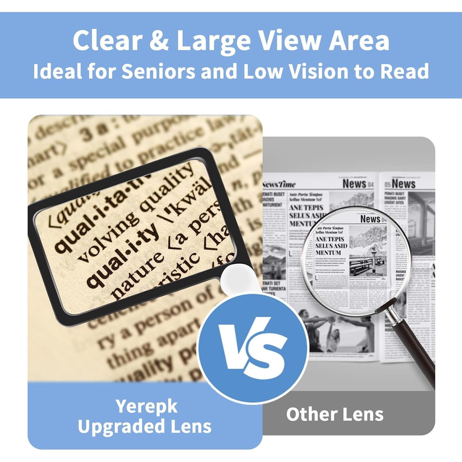 Lupa Iluminada 5X Yerepk con 48 LEDs y Lente Acrílica