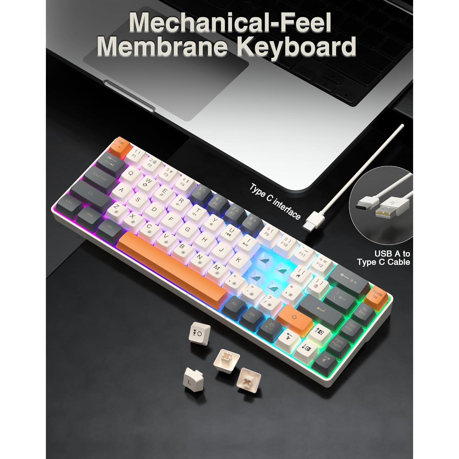 Teclado Gaming SOLAKAKA SK968 Compacto RGB USB-C 68 Teclas