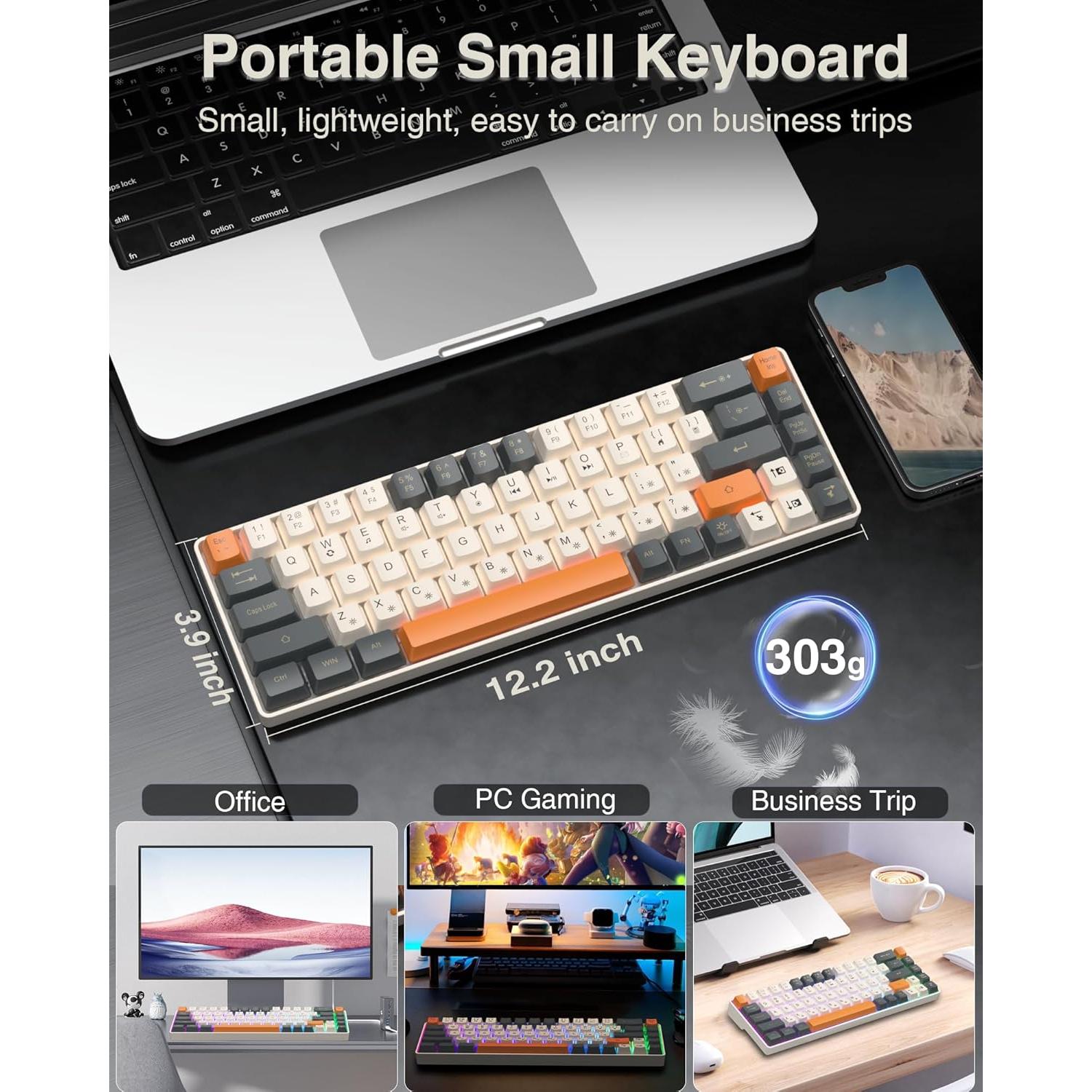 Teclado Gaming SOLAKAKA SK968 Compacto RGB USB-C 68 Teclas