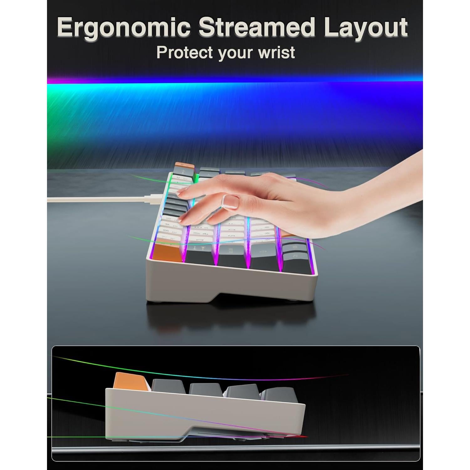 Teclado Gaming SOLAKAKA SK968 Compacto RGB USB-C 68 Teclas