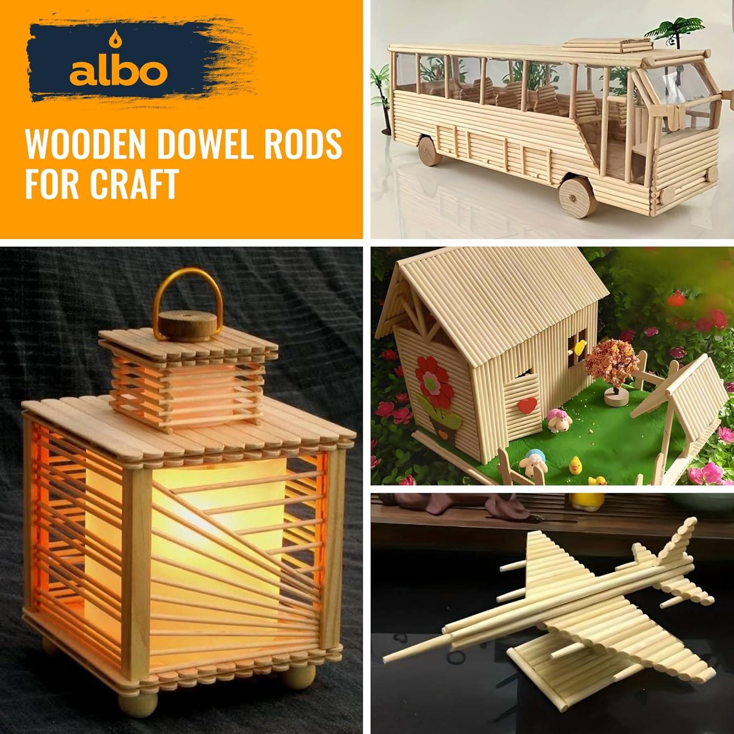 Varillas de Madera Albo 100 PCS 0.6 x 15.2 cm Redondas