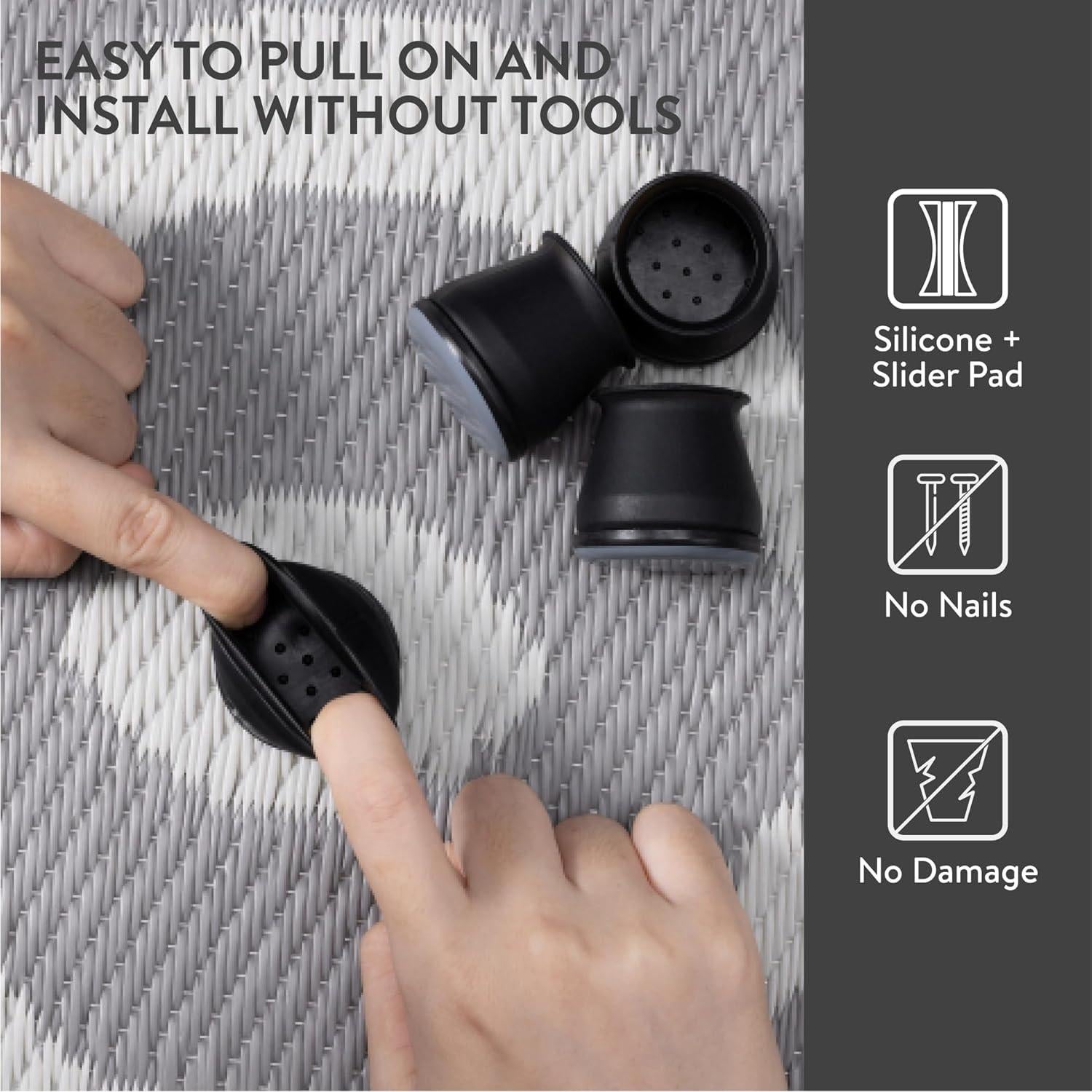 Deslizadores de patas de silla Aneaseit 8 piezas 3.81 cm Negro