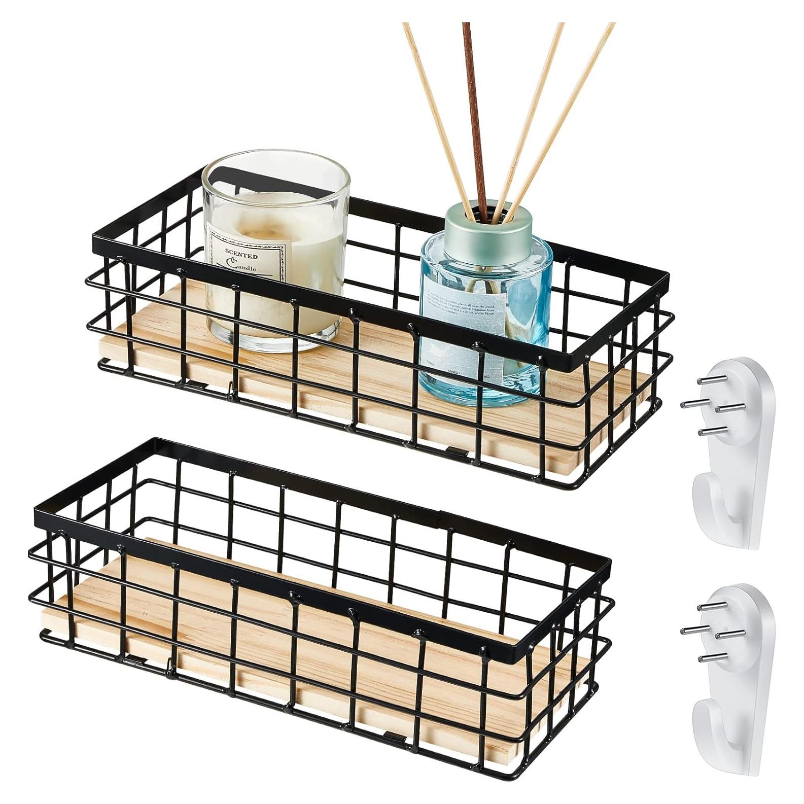 Cestas de Almacenamiento Funrous 2 Pcs Metal Negro 25x10x7cm