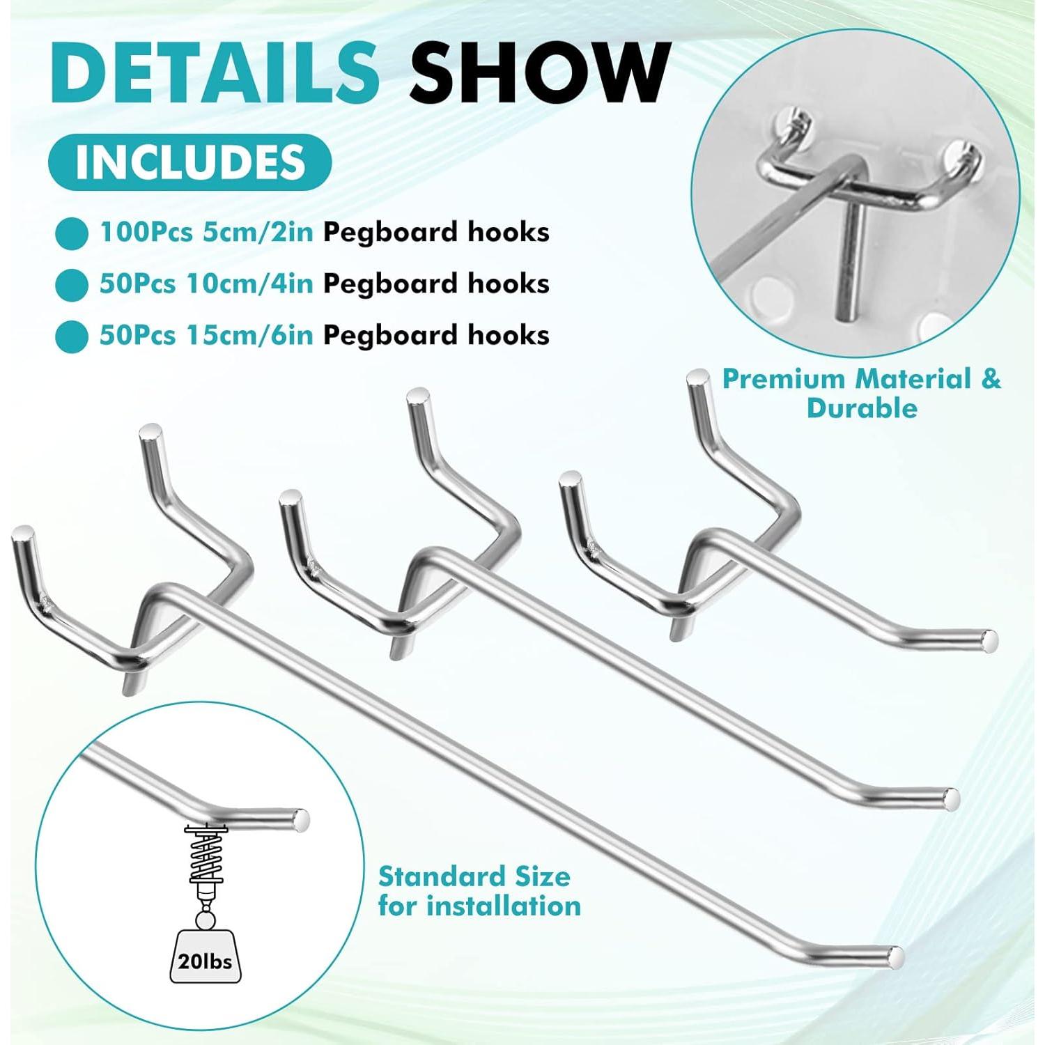 Ganchos de Acero Inoxidable Hicarer 200 Pcs para Tablero de Clavos