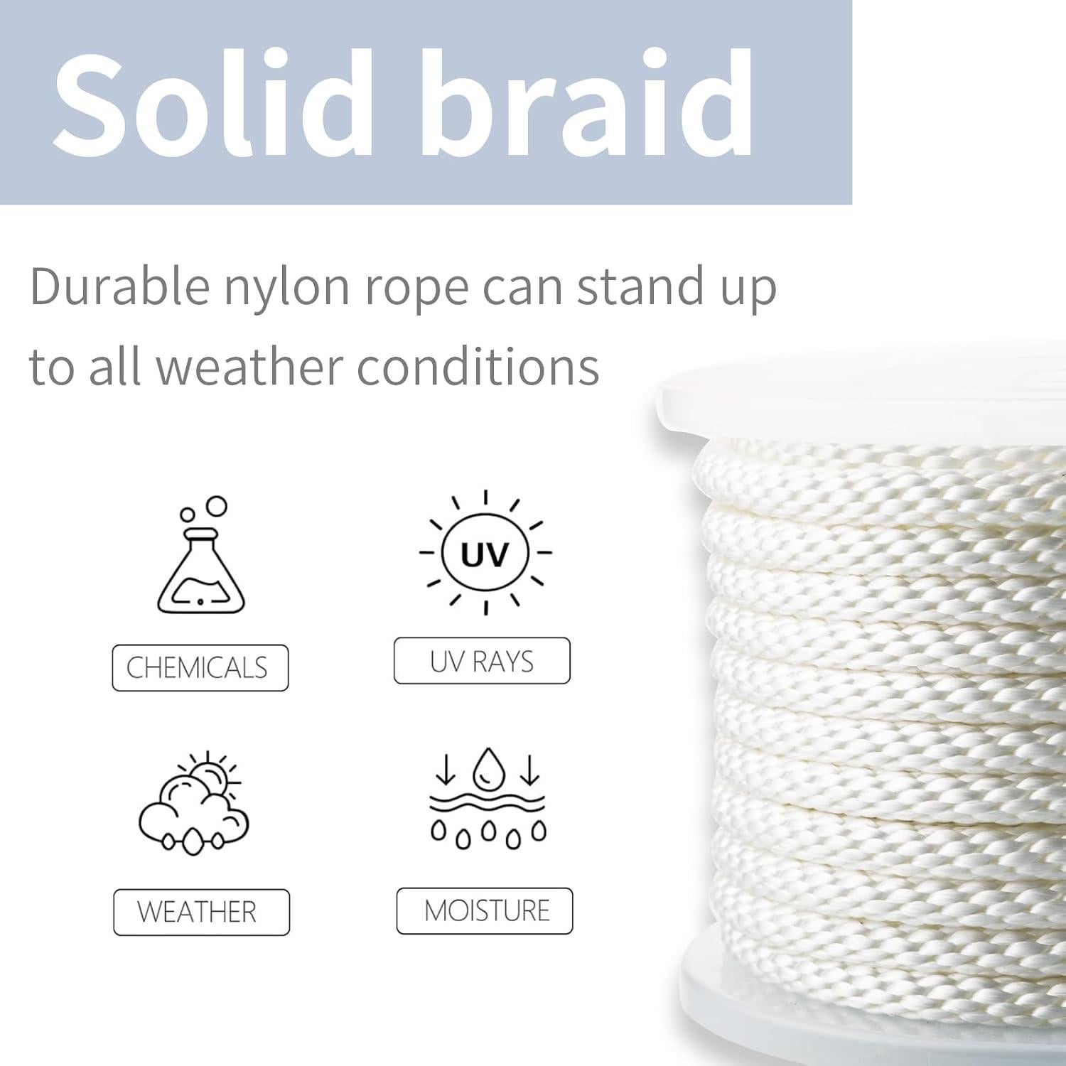 Cuerda de Nylon Trenzada 30.48m CSZFGFDC Resistente UV