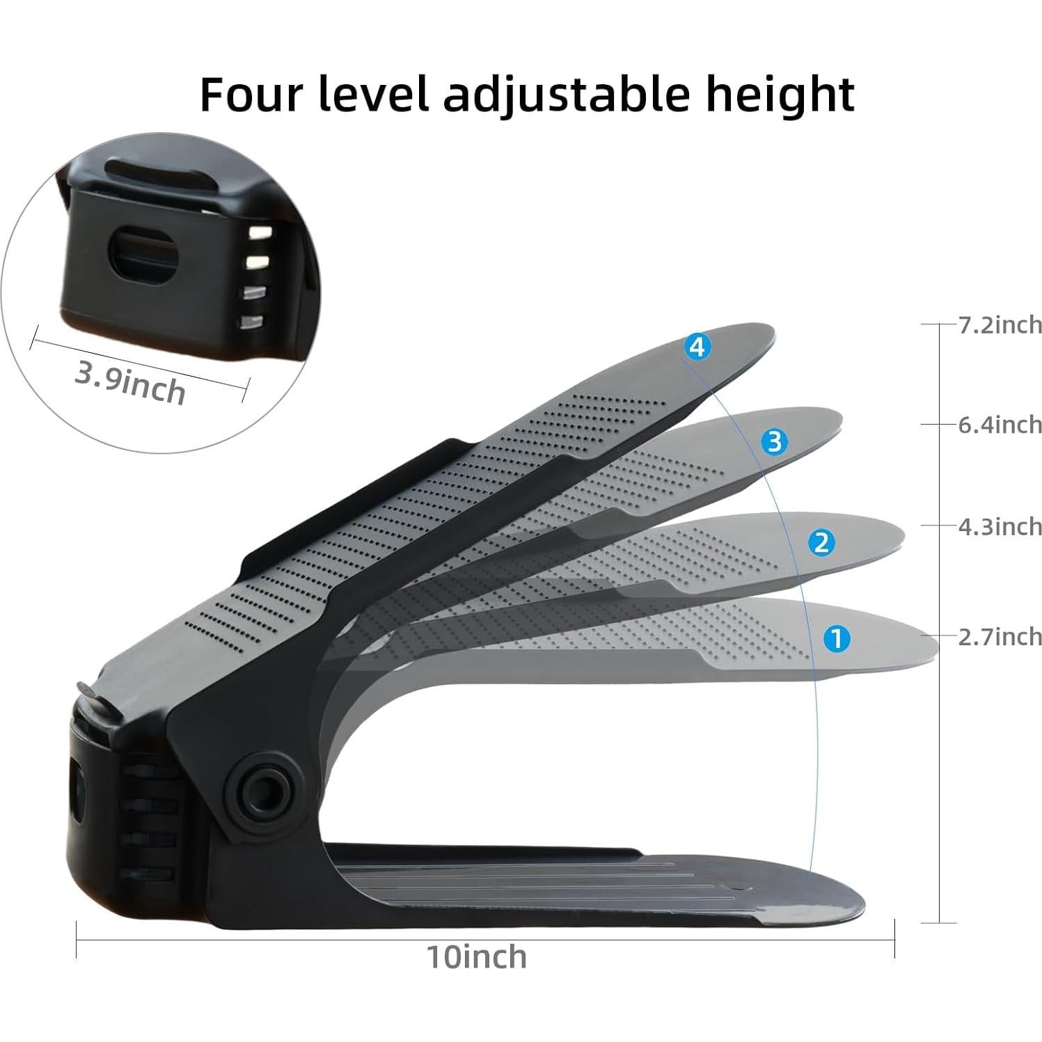 Organizador de Zapatos Yashong 24PCS Apilable Negro Ajustable