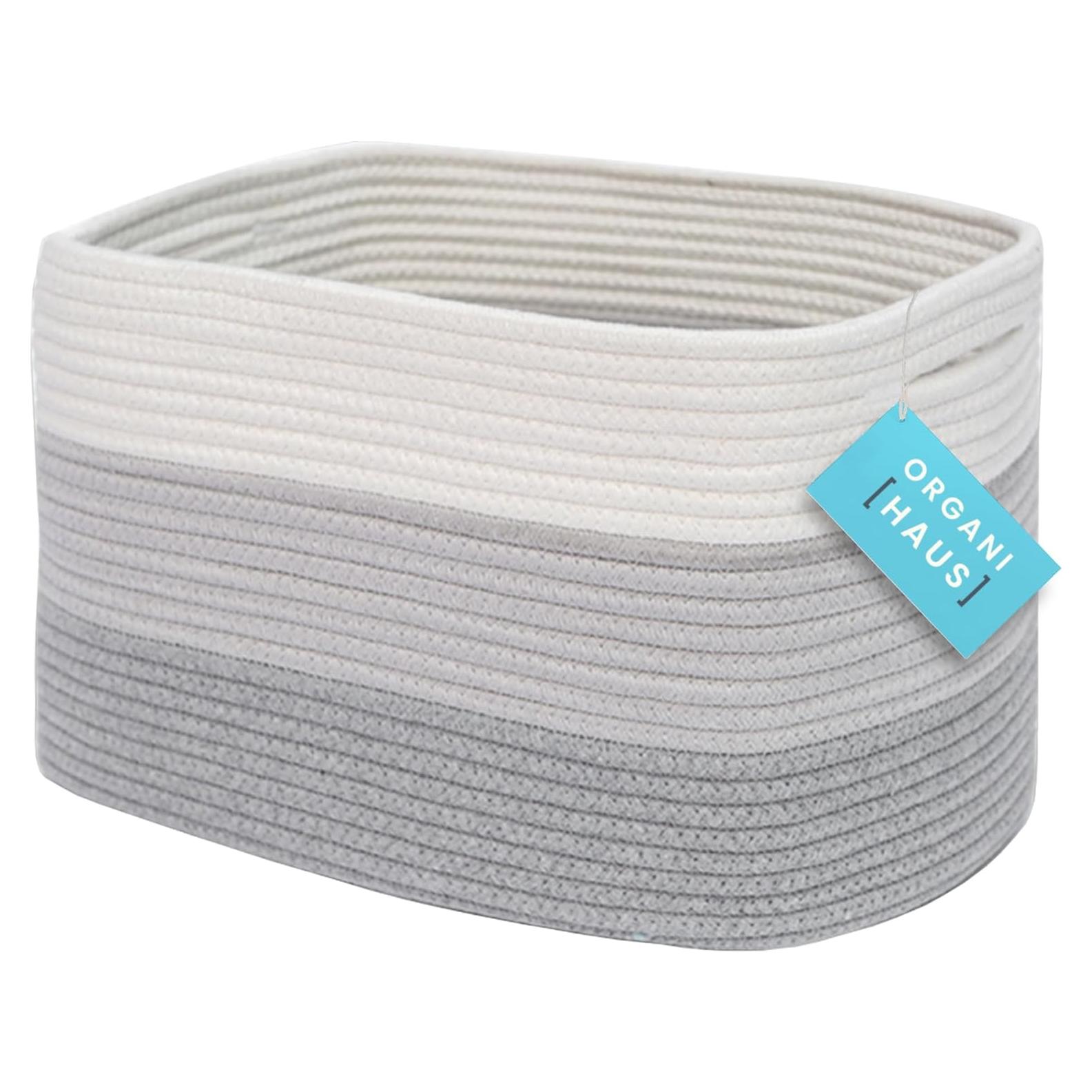 Cestas de Almacenamiento Tejidas OrganiHaus 38x25x23 cm Gris